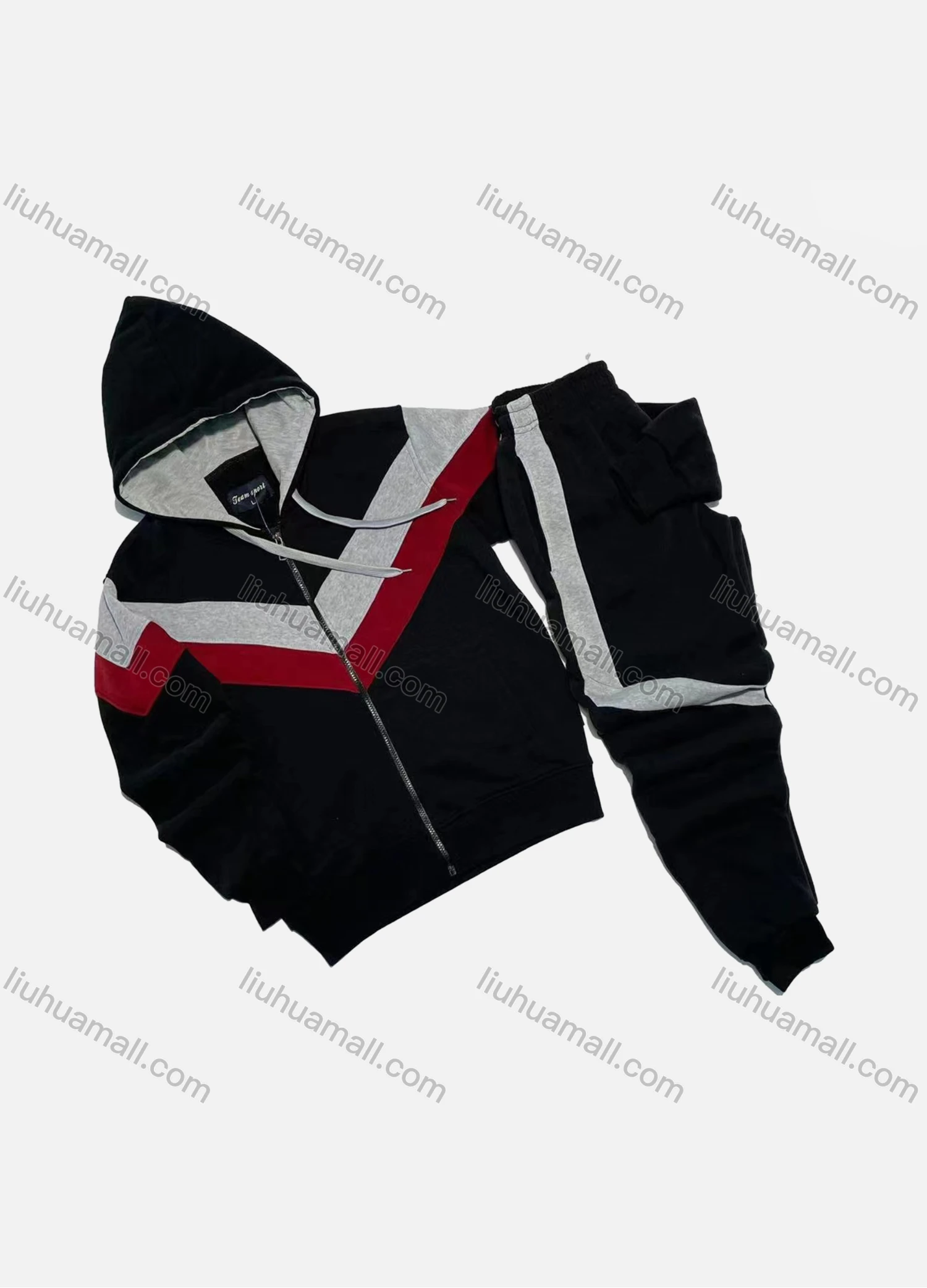 Wholesale Men's Casual Hooded Zipper Jacket & Sweatpants 2-piece Set HR-2406# - Liuhuamall