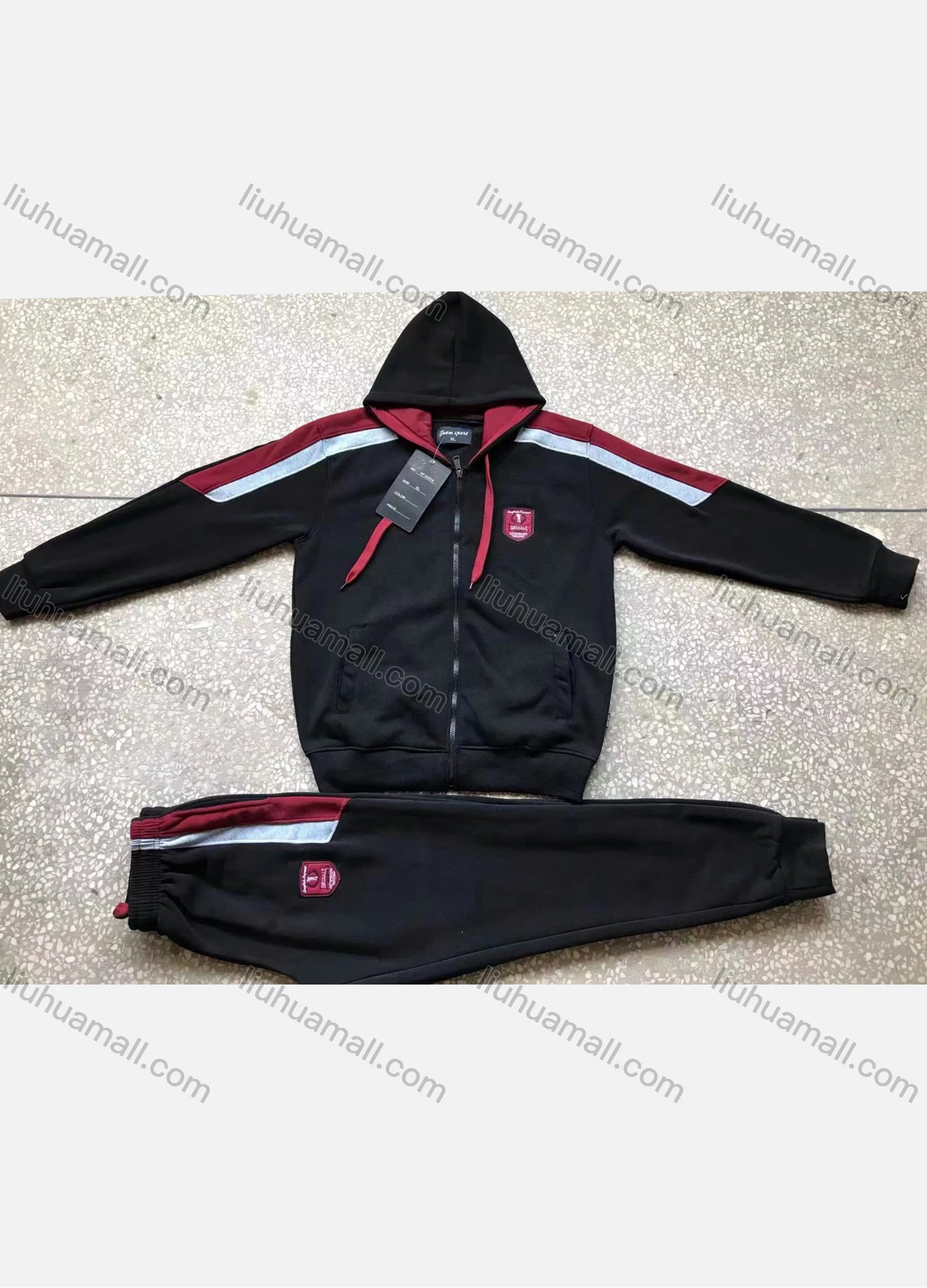 Wholesale Men's Casual Hooded Zipper Jacket & Sweatpants 2-piece Set HR-2412;RJ-2415 - Liuhuamall