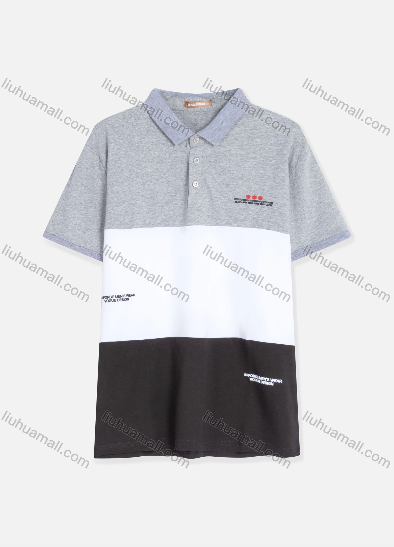 Wholesale Men's Casual Splicing Colorblock Short Sleeve 100% Cotton Polo Shirt 8006# - Liuhuamall