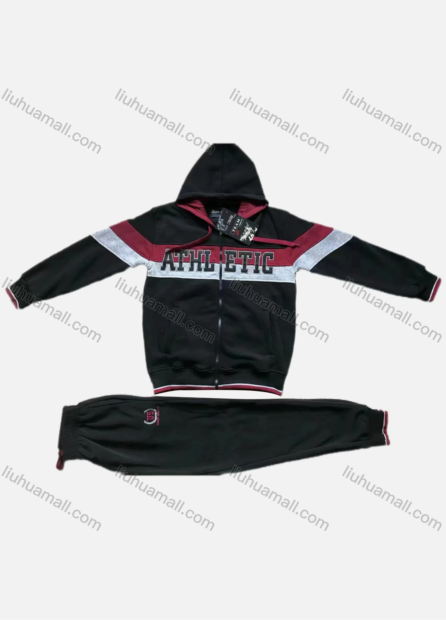 Wholesale Men's Casual Hooded Zipper Jacket & Sweatpants 2-piece Set HR-2425# - Liuhuamall