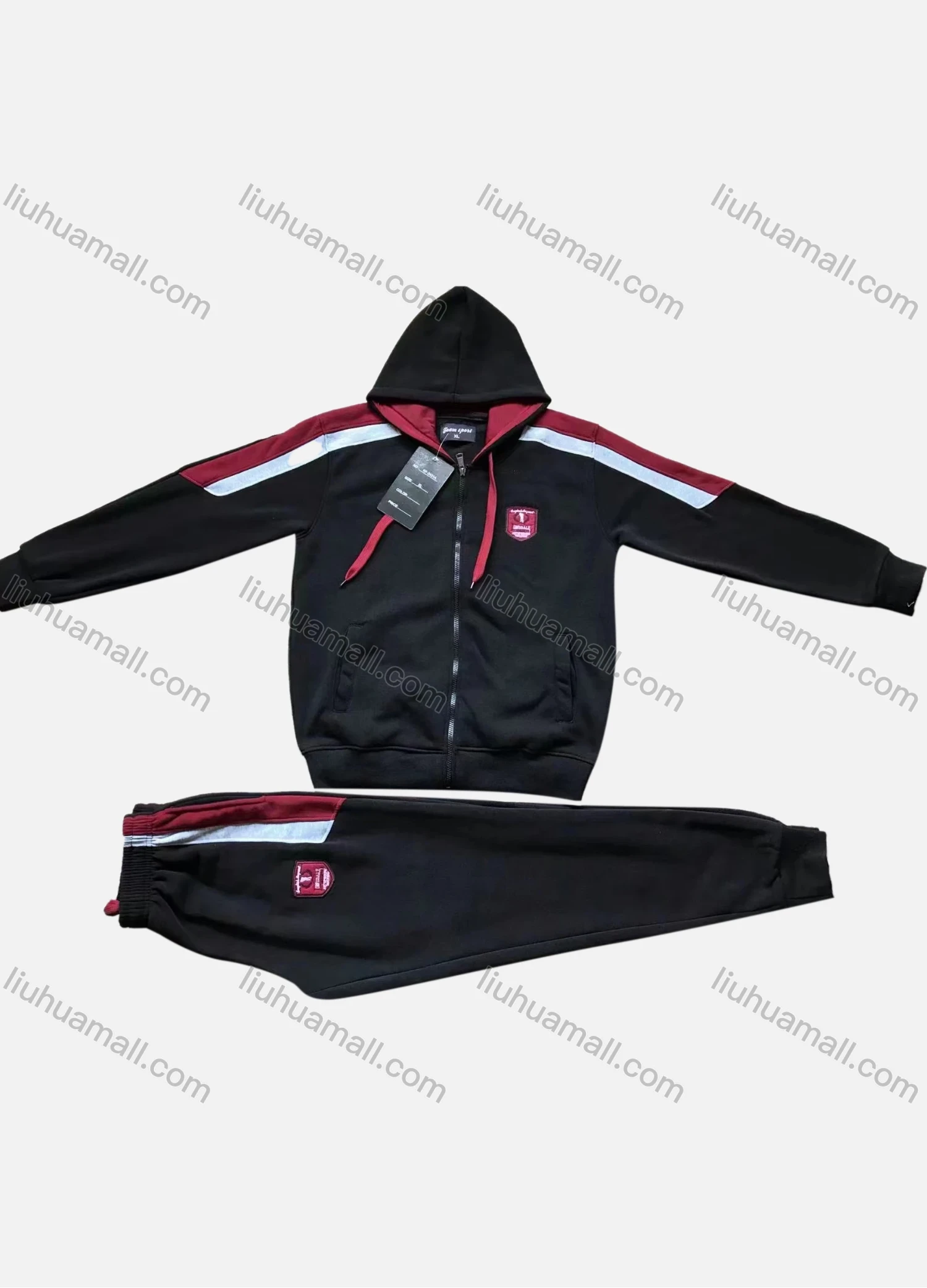 Wholesale Men's Casual Hooded Zipper Jacket & Sweatpants 2-piece Set RJ-2415# - Liuhuamall