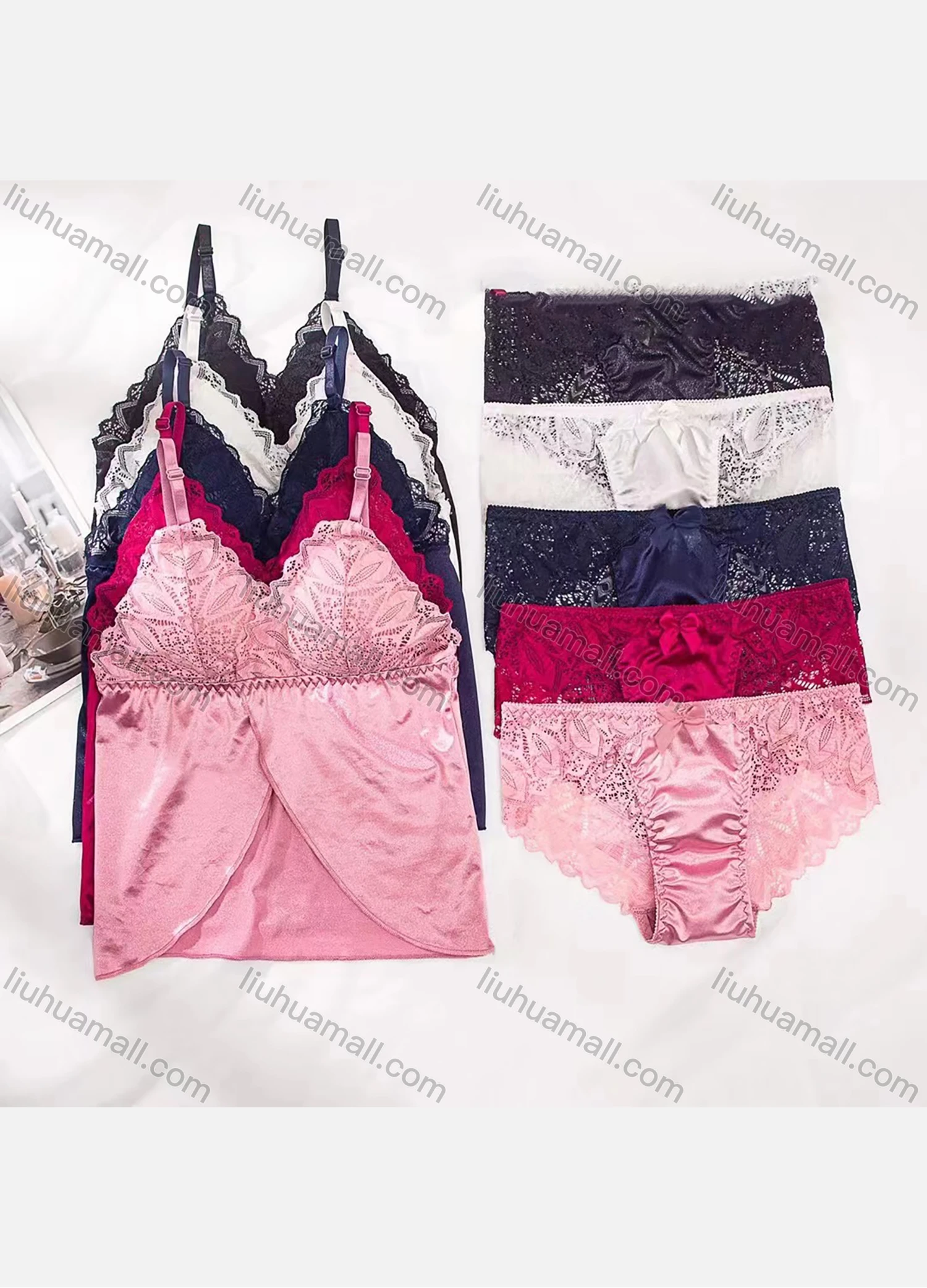 Wholesale Women's Sexy Longline Bra & Lace Thongs Lingerie Set 2023# - Liuhuamall