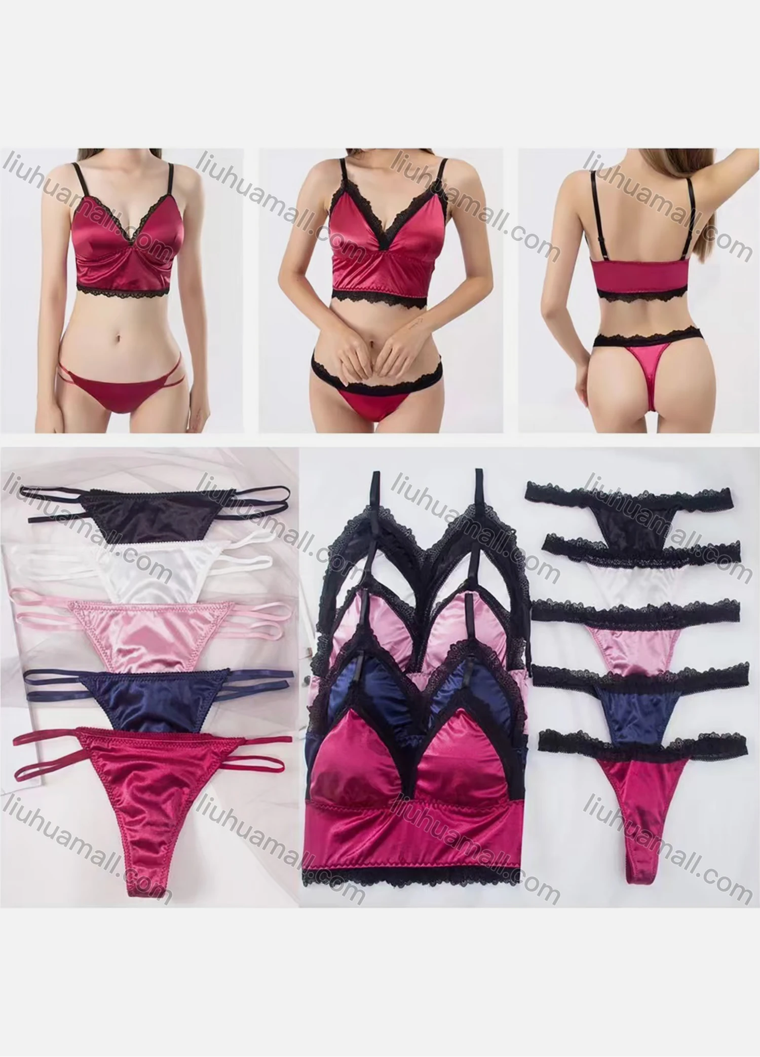 Wholesale Women's Sexy Bralette Bra & Thongs Lingerie Set 2024# - Liuhuamall