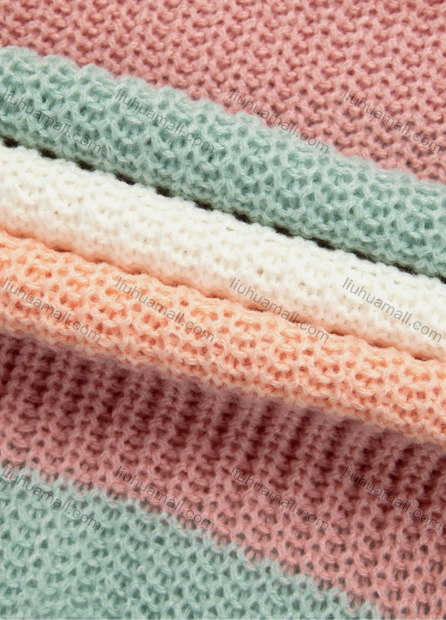 Wholesale Women's Casual V Neck Striped Colorblock Long Sleeve Honeycomb Knit Sweater 60478# - Liuhuamall