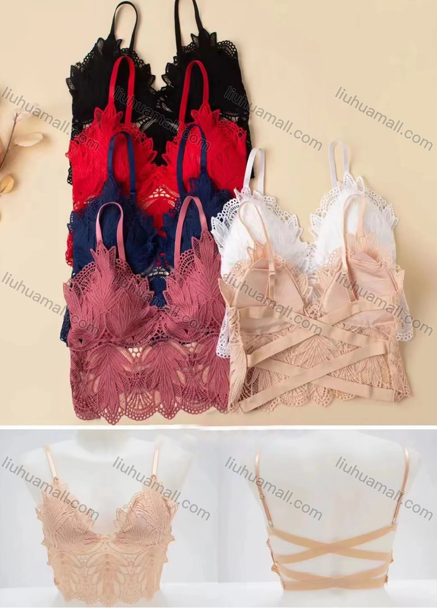 Wholesale Women's Sexy Lace Criss Cross Bralette Bra LL-73815# - Liuhuamall