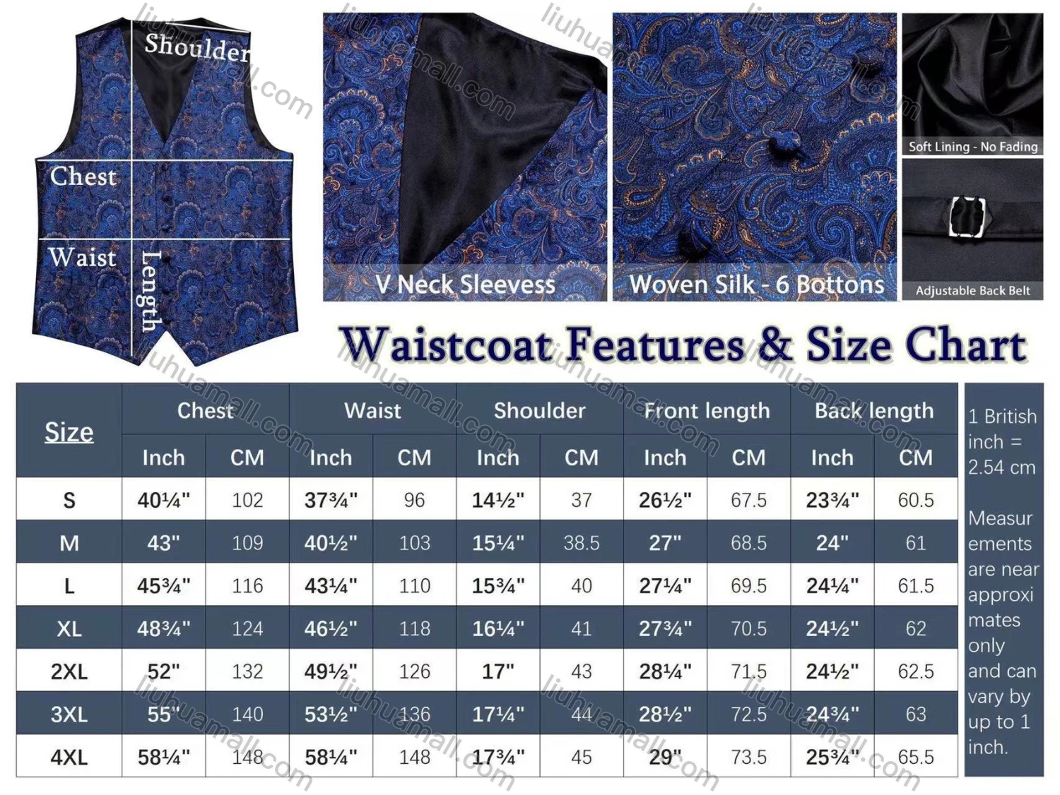 Wholesale Men's Formal Paisley Print Single Breasted Silky Waistcoat With Necktie 2-piece Set - Liuhuamall