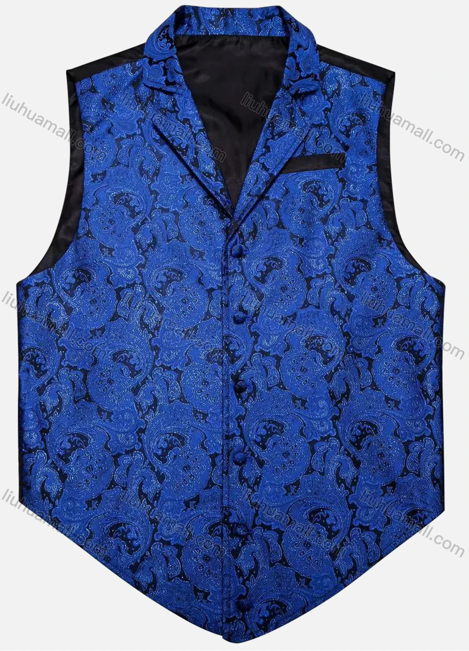 Wholesale Men's Vintage Lapel Embroidered Single Breasted Silky Waistcoat - Liuhuamall