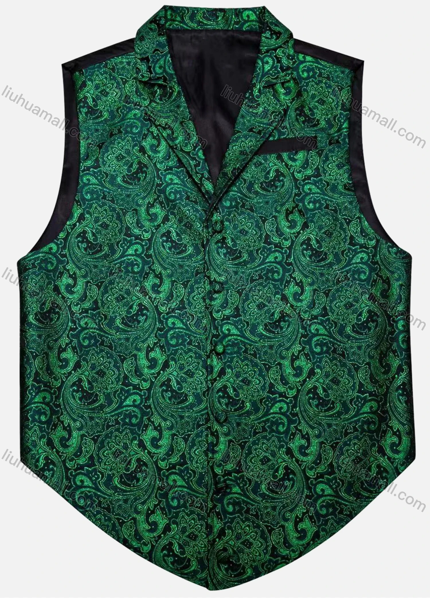 Wholesale Men's Vintage Lapel Single Breasted Embroidered Silky Waistcoat - Liuhuamall