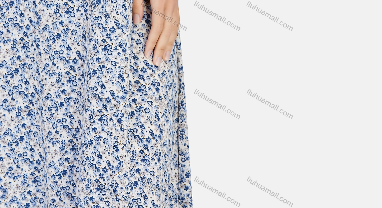 Wholesale Women's Casual Long Sleeve Floral Print Lace Up Back Maxi Dress 1307# - Liuhuamall