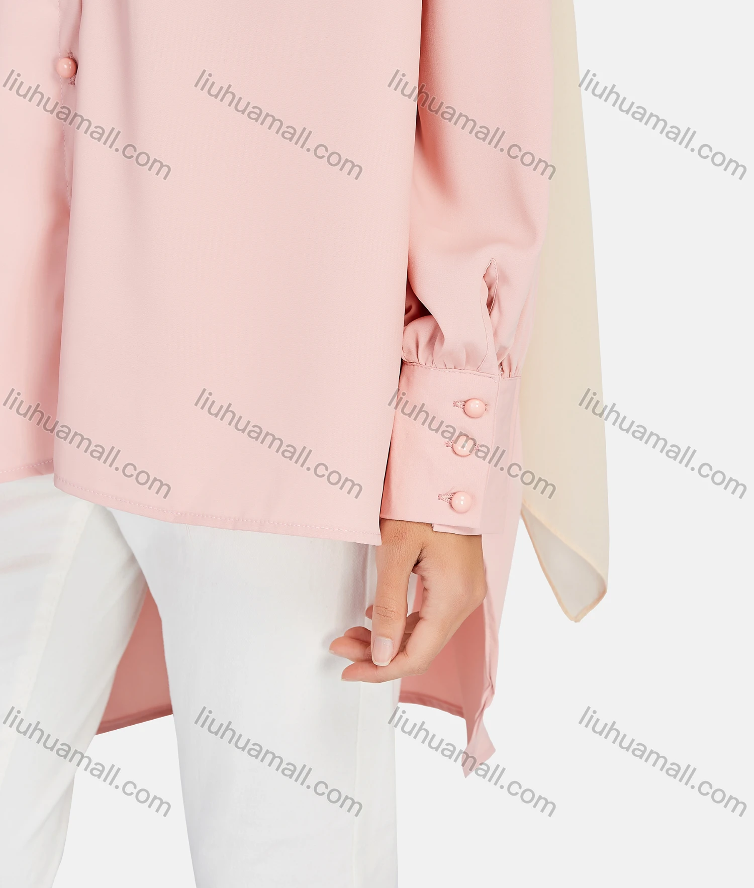 Wholesale Women's Casual Plain High Low Hem Long Sleeve Button Down Shirt 1332# - Liuhuamall