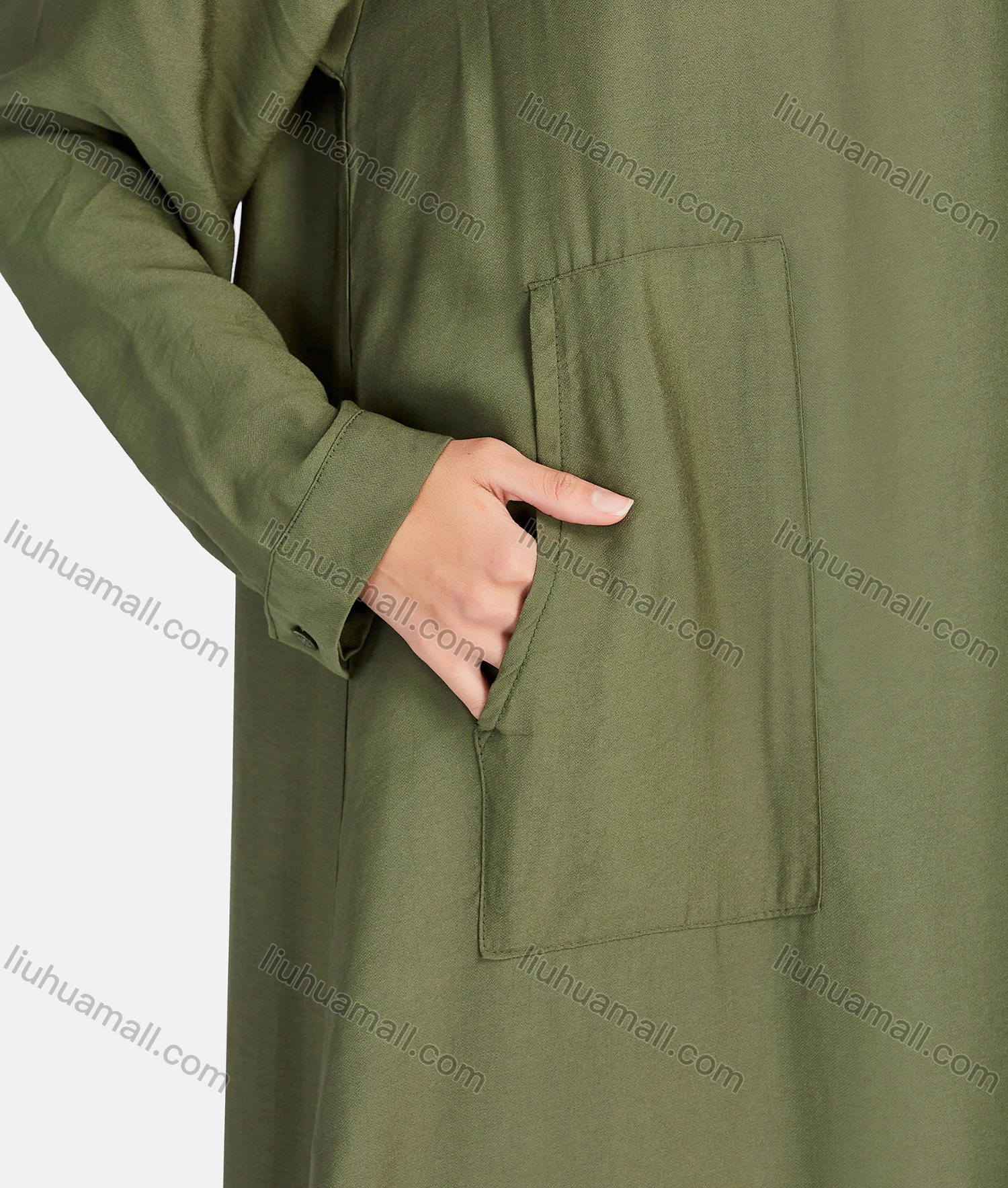 Wholesale Women's Vintage Islamic Muslim Patch Pocket Slit Side Abaya Dress 1247# - Liuhuamall