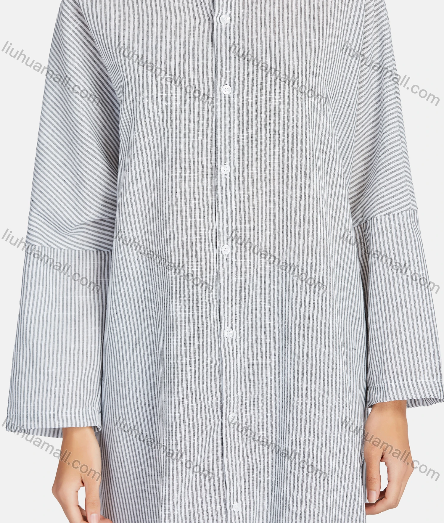 Wholesale Women's Casual Striped Collared Long Sleeve Button Down Shirt Dress 1345# - Liuhuamall