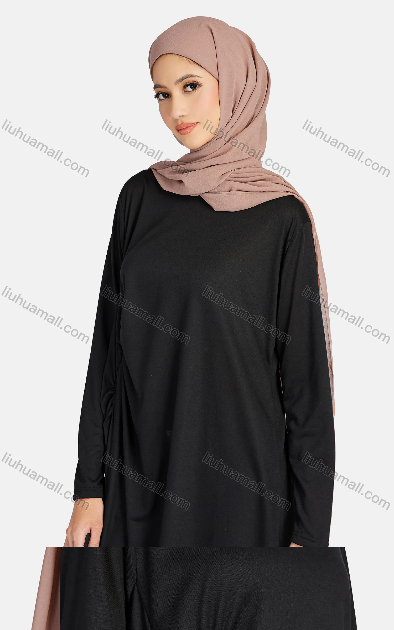 Wholesale Women's Casual Plain Long Sleeve Slit Side Midi Dress 1346# - Liuhuamall