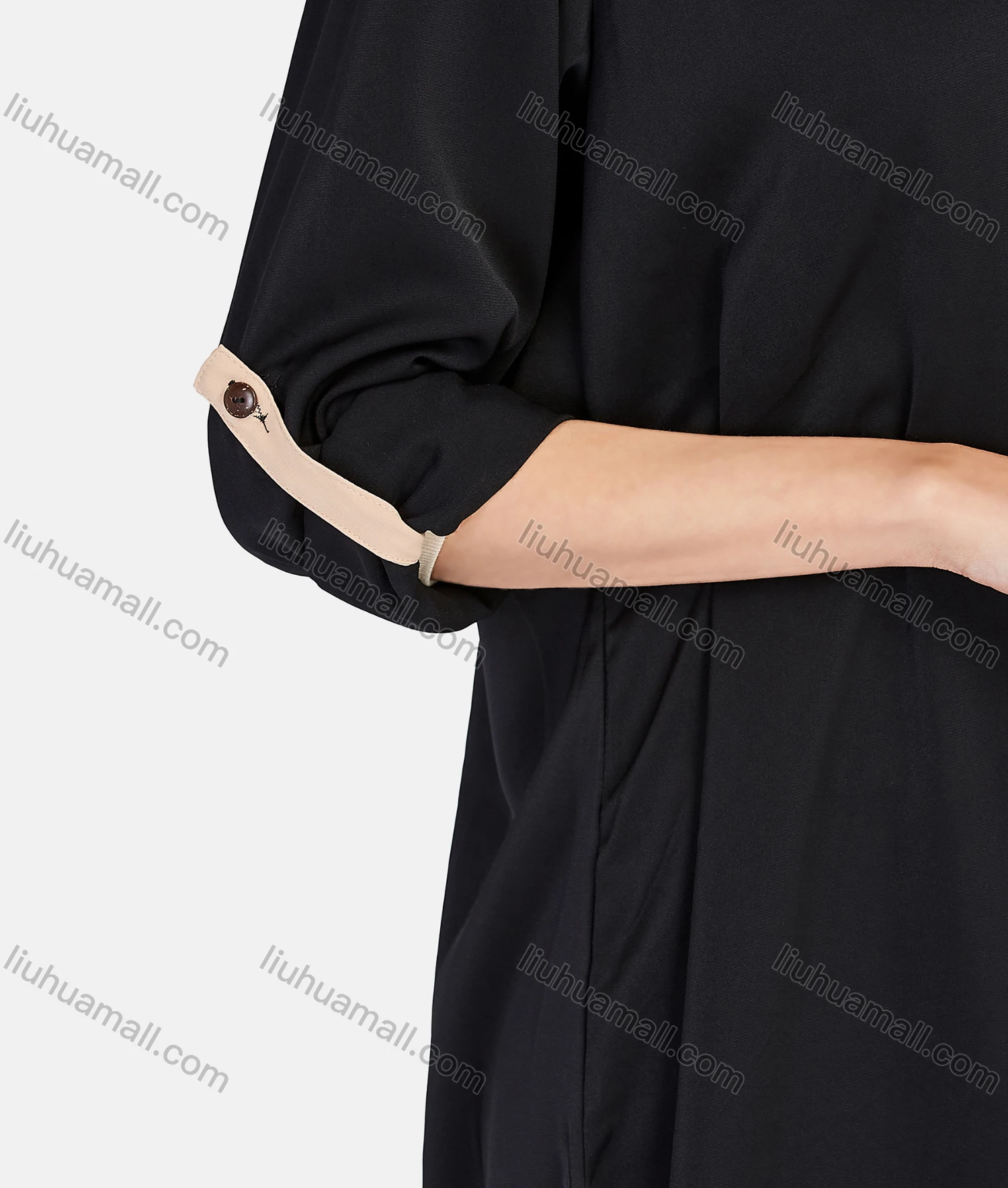 Wholesale Women's Casual Plain Long Sleeve Slit Side Midi Dress 1348# - Liuhuamall