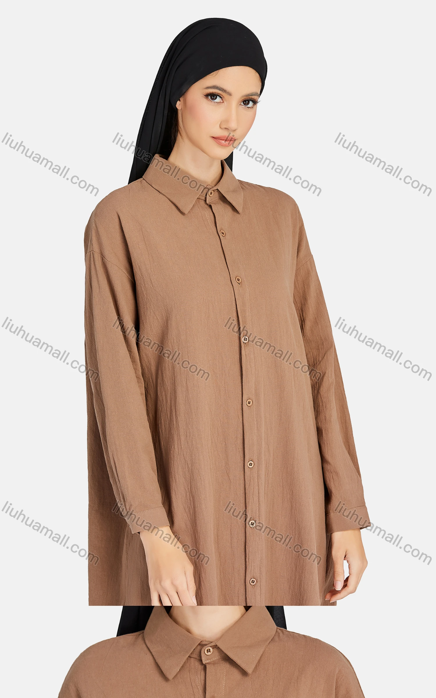 Wholesale Women's Casual Collared Long Sleeve Button Down Shirt Dress 1350# - Liuhuamall