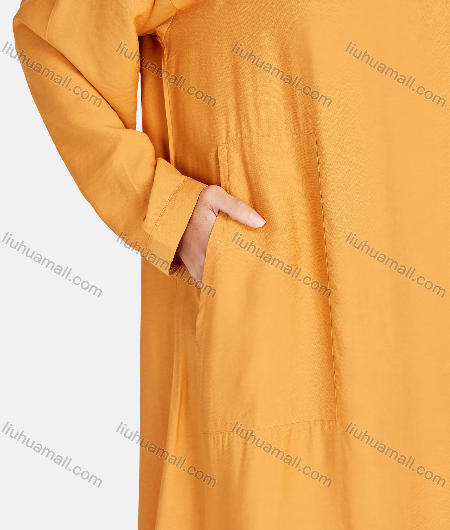 Wholesale Women's Vintage Islamic Muslim Long Sleeve Pockets Abaya Dress 1247# - Liuhuamall