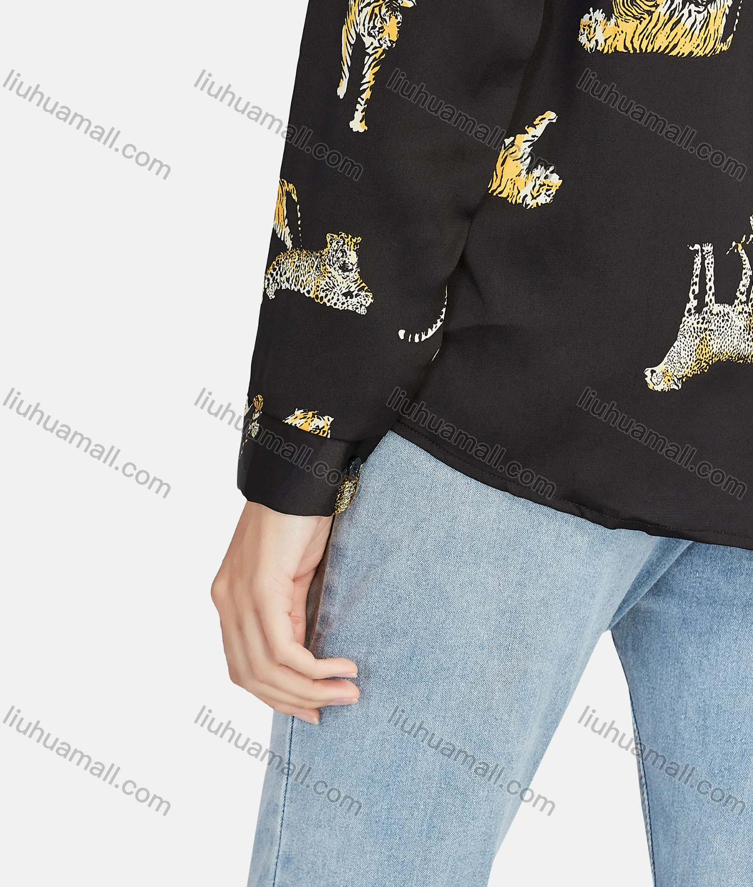 Wholesale Women's Casual Animal Print Collared Button Down Shirt 1162# - Liuhuamall