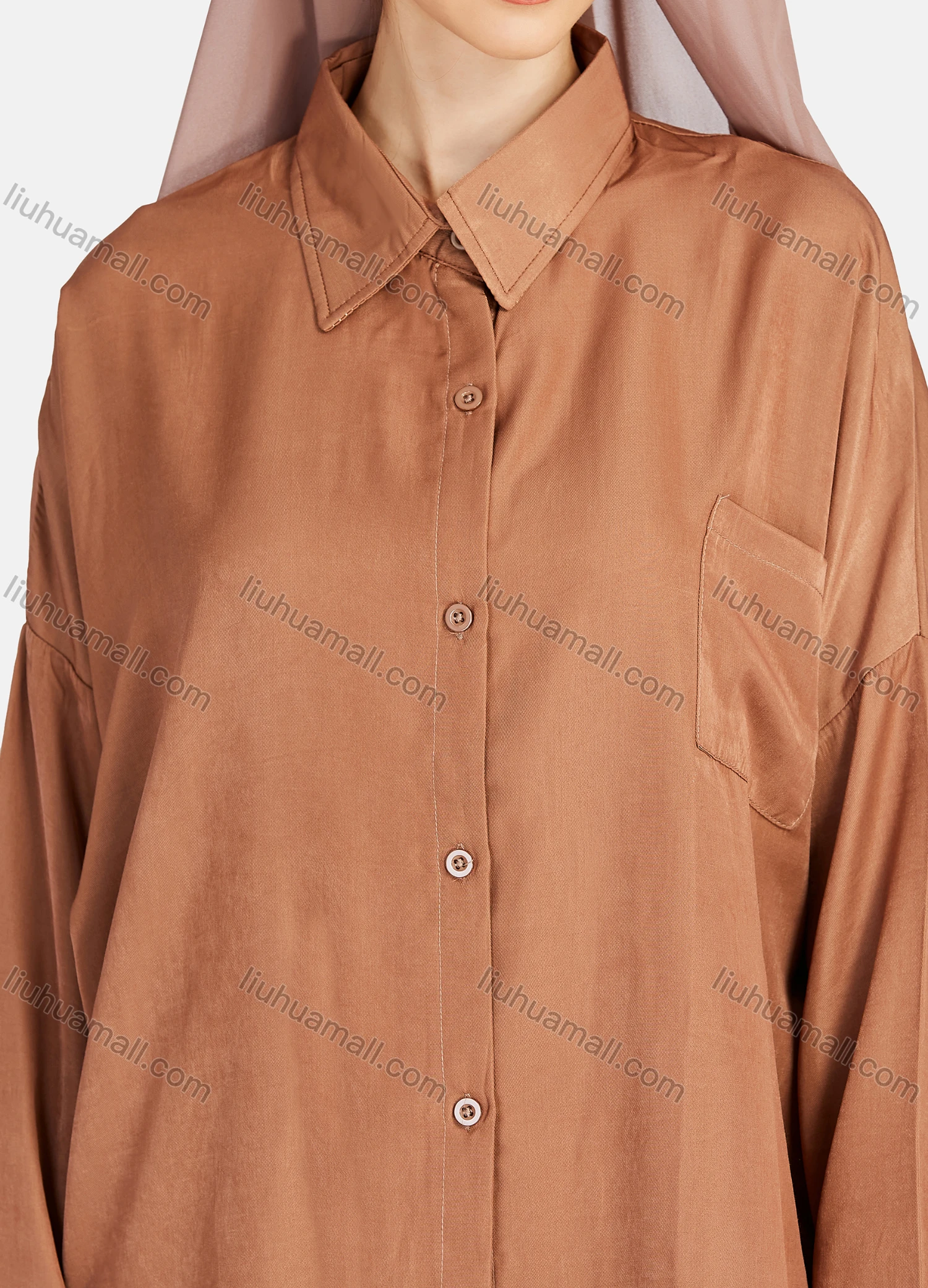 Wholesale Women's Casual Plain Collared Button Down Shirt 1161# - Liuhuamall