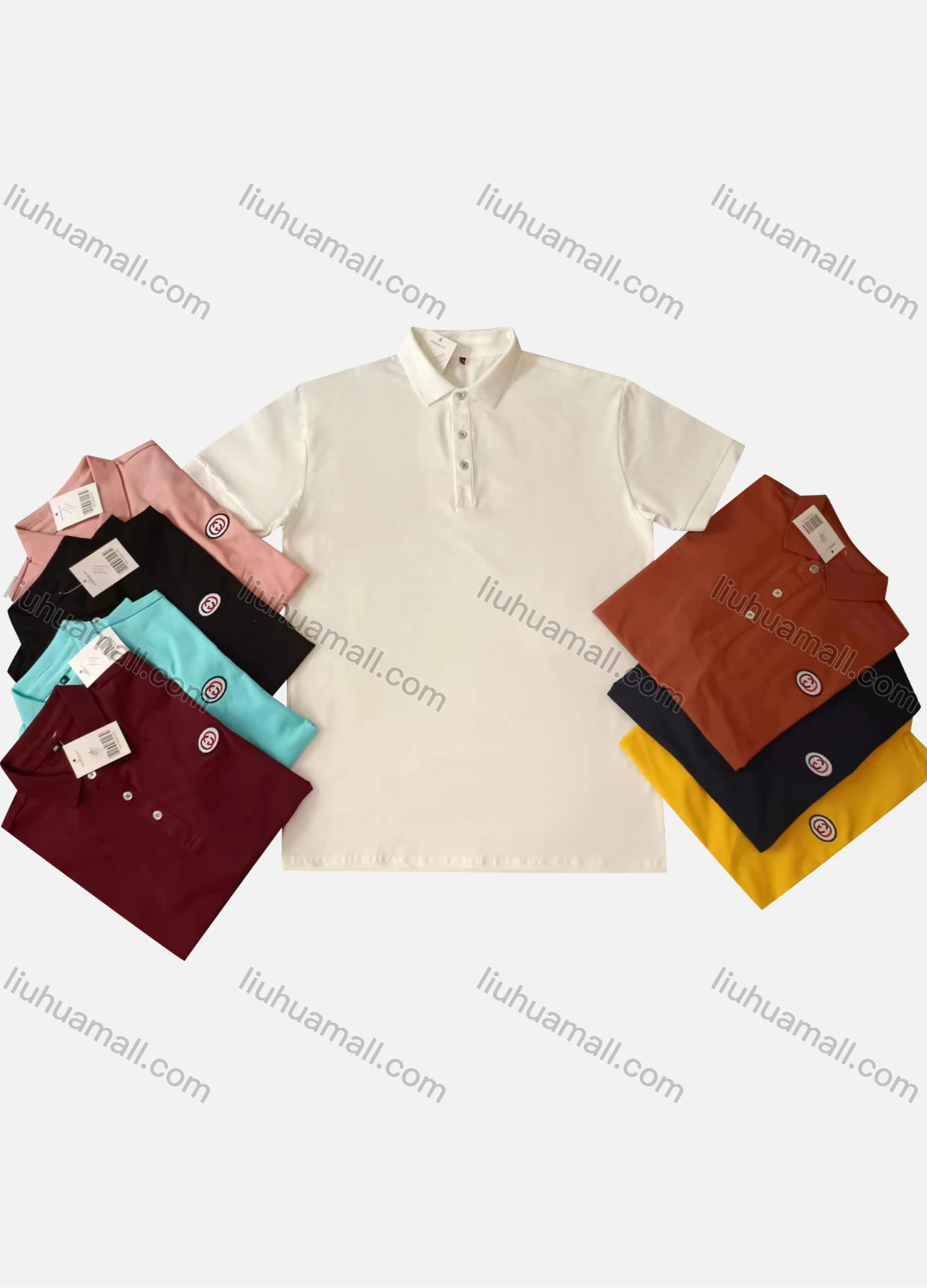 Wholesale Men's Casual Plain Collared Short Sleeve Polo Shirt 20227# - Liuhuamall