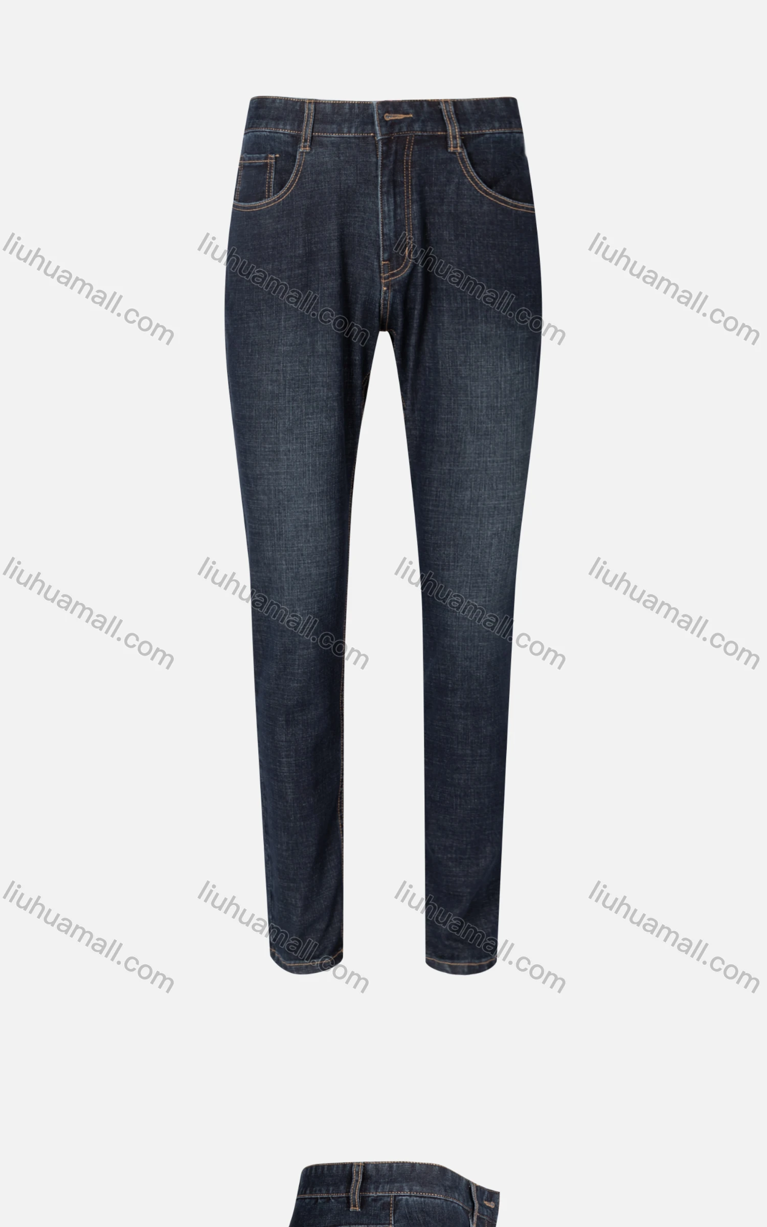 Wholesale Men's Casual Plain Slim Fit Washed Zip Patch Pockets Denim Jeans 968-3A# - Liuhuamall
