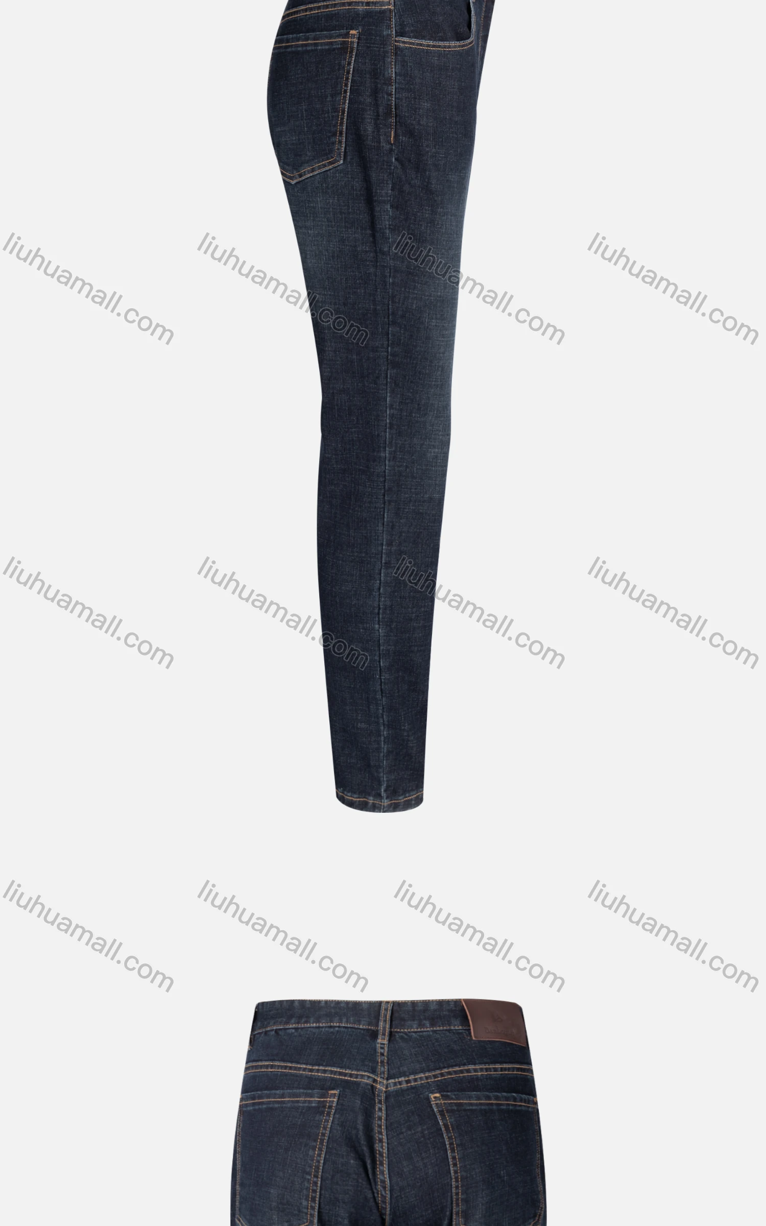 Wholesale Men's Casual Plain Slim Fit Washed Zip Patch Pockets Denim Jeans 968-3A# - Liuhuamall