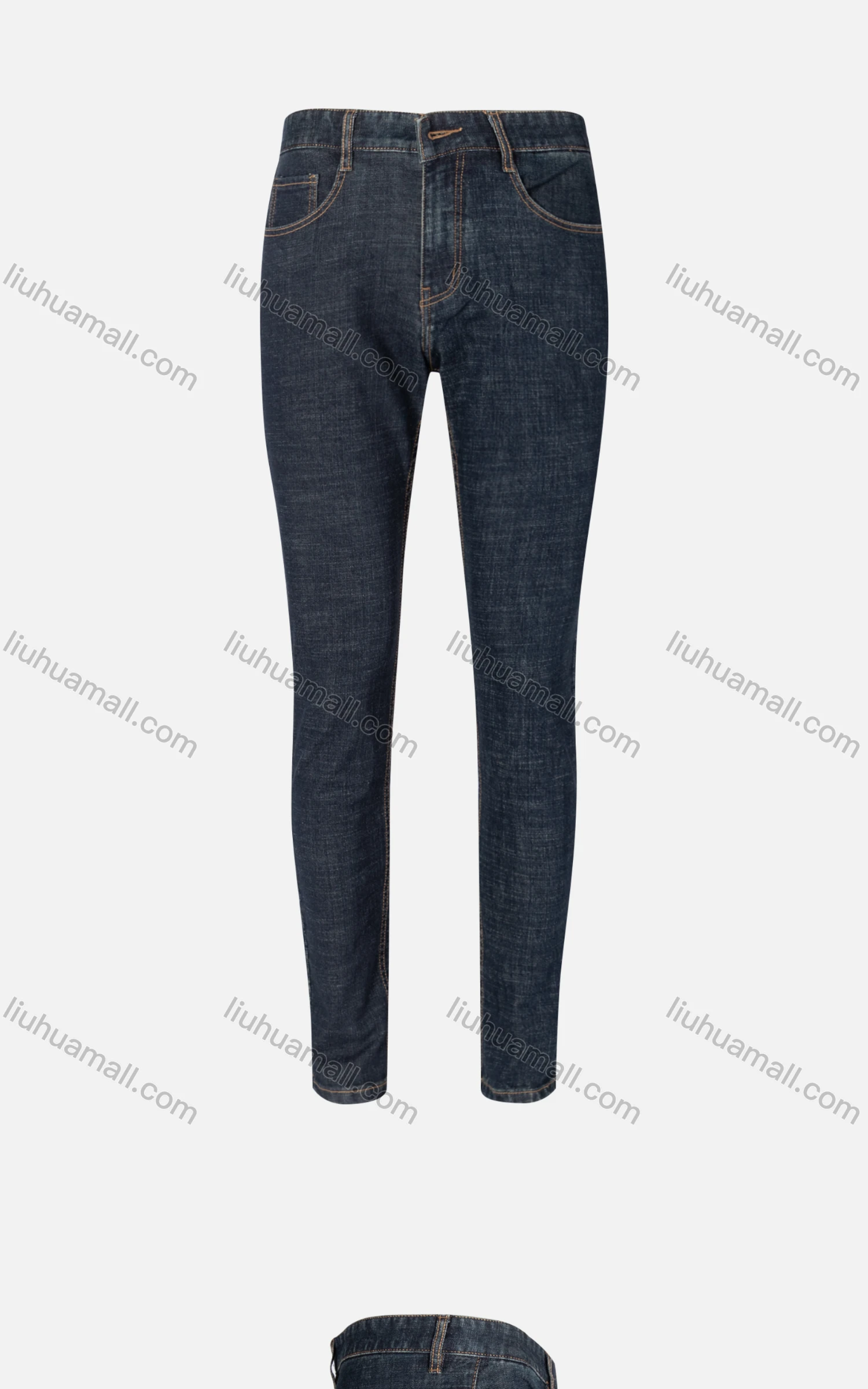 Wholesale Men's Casual Plain Slim Fit Zip Patch Pockets Denim Jeans 3185# - Liuhuamall