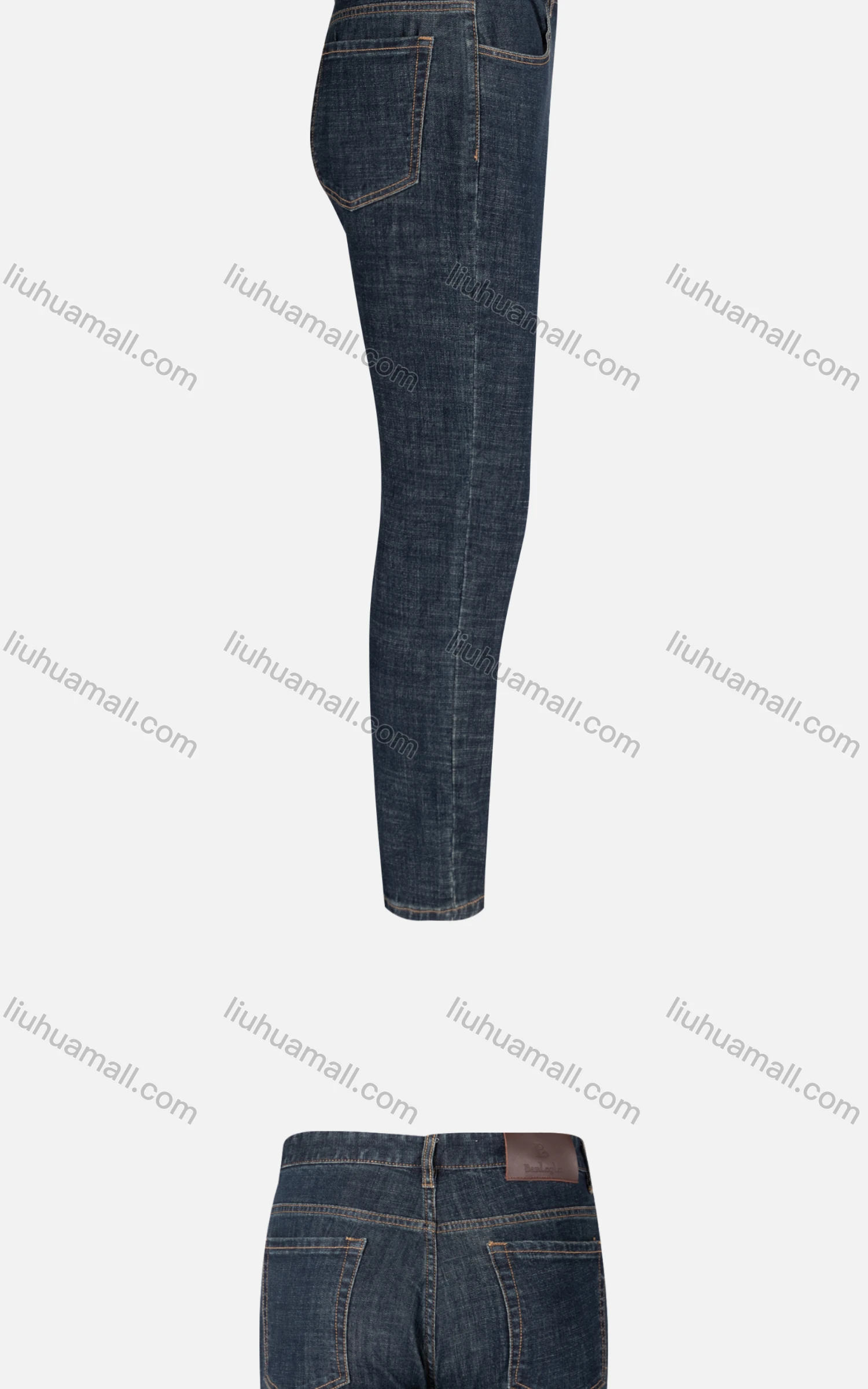 Wholesale Men's Casual Plain Slim Fit Zip Patch Pockets Denim Jeans 3185# - Liuhuamall