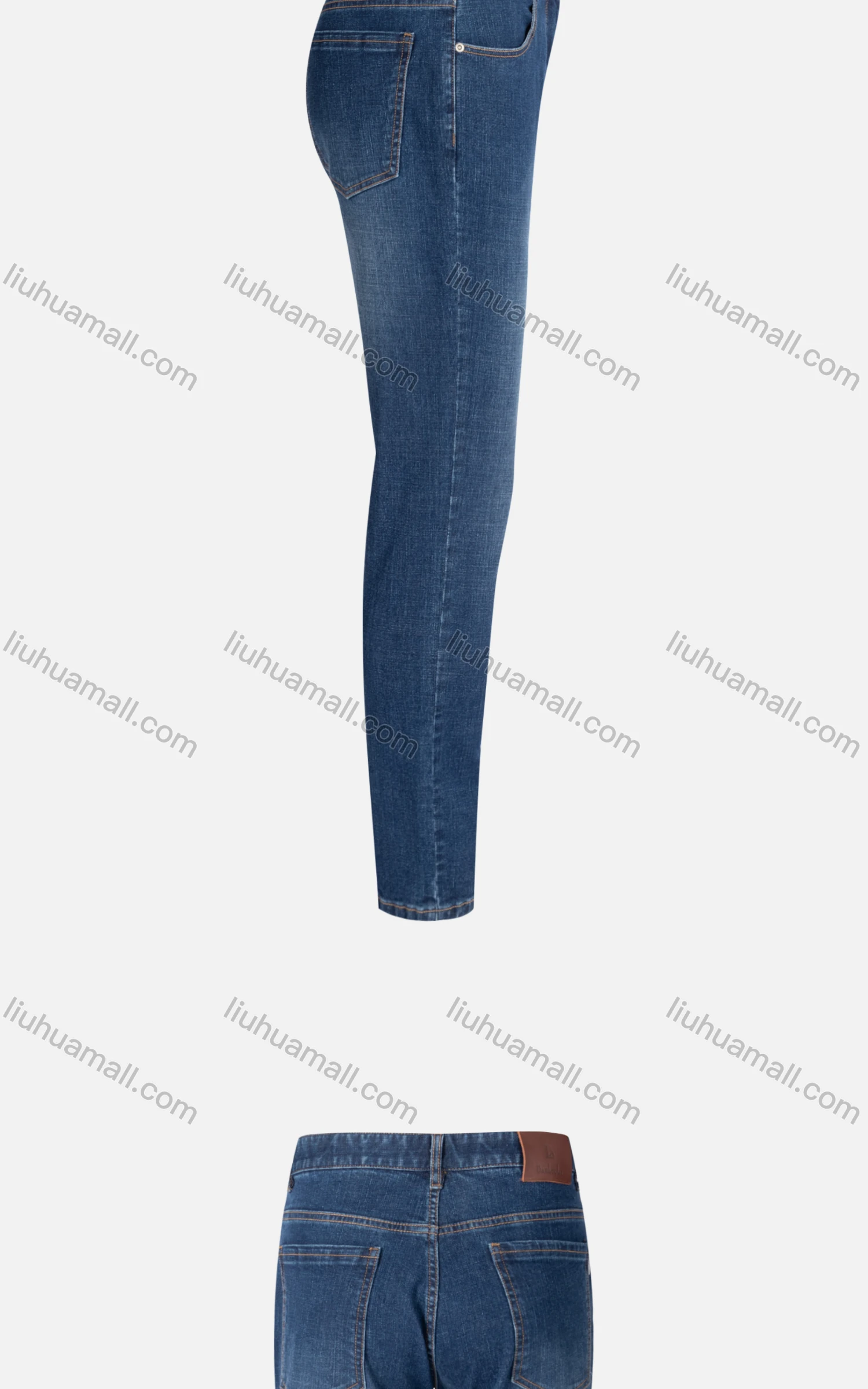 Wholesale Men's Casual Plain Slim Fit Washed Zip Patch Pockets Denim Jeans 3165# - Liuhuamall
