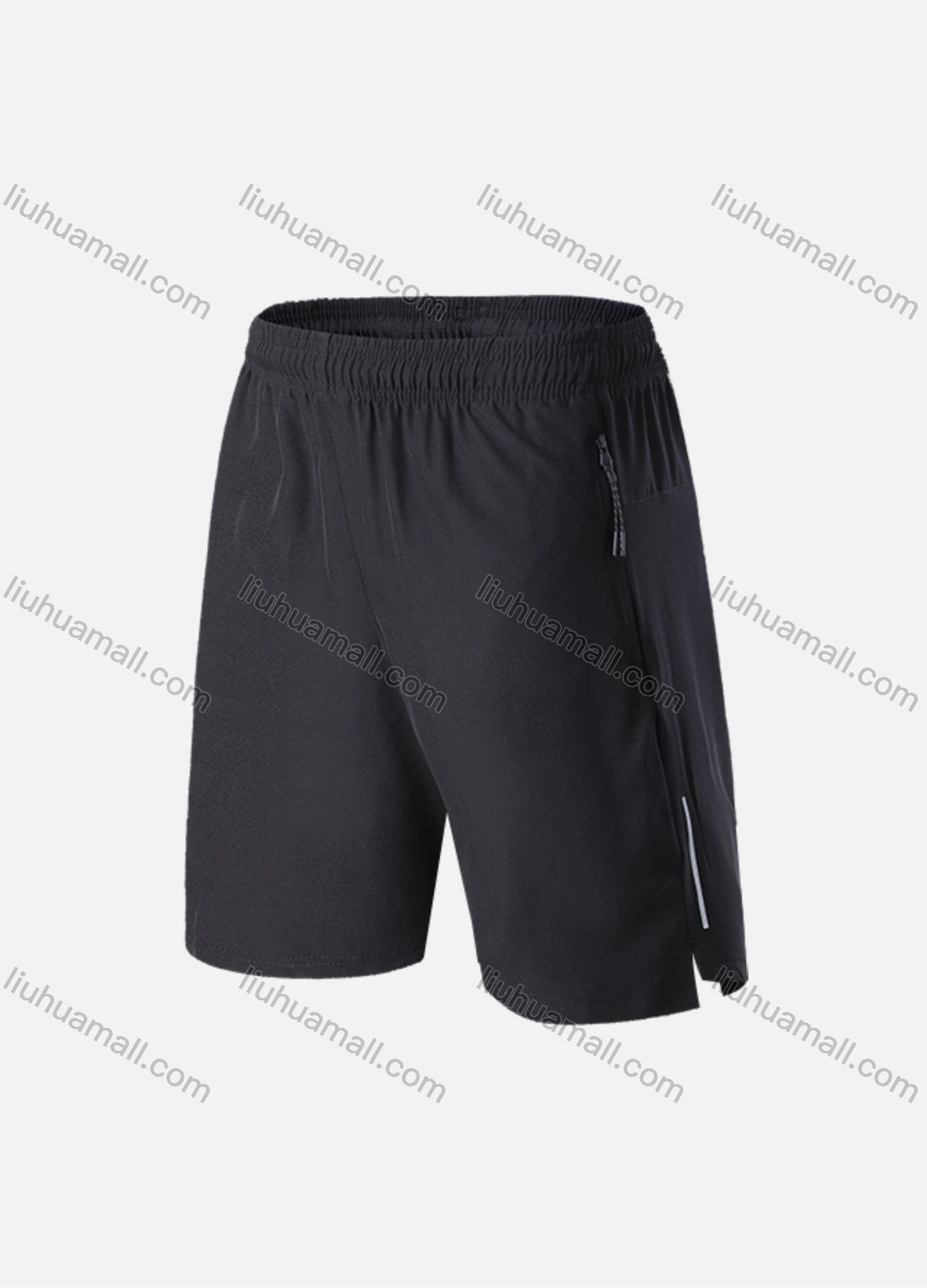 Wholesale Men's Athletic Workout Plain Elastic Waist Zipper Pockets Shorts 11014# - Liuhuamall