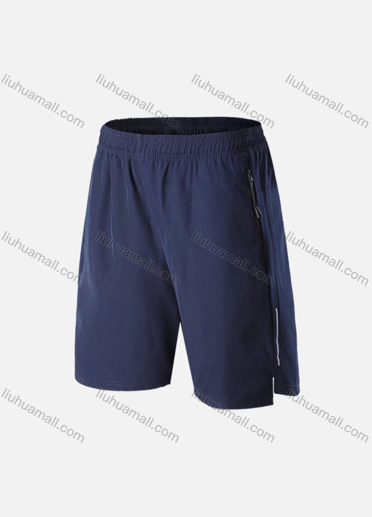 Wholesale Men's Athletic Workout Plain Elastic Waist Zipper Pockets Shorts 11014# - Liuhuamall