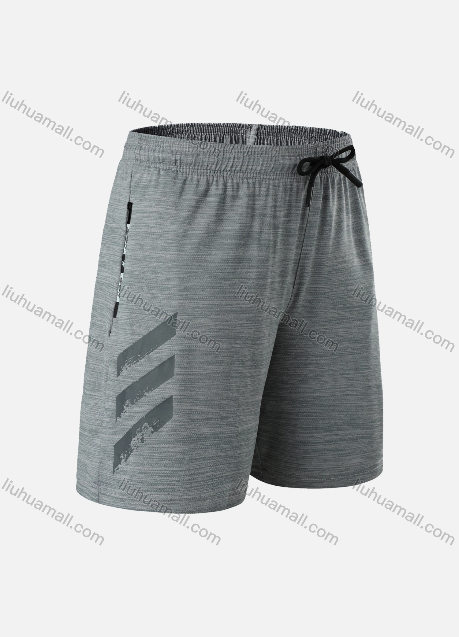 Wholesale Men's Athletic Workout Striped Elastic Waist Drawstring Zipper Pockets Shorts 11018# - Liuhuamall