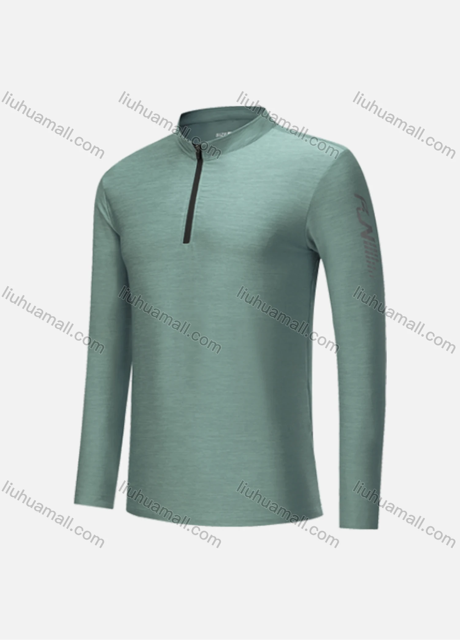 Wholesale Men's Athletic Workout Quarter Zip Breathable Long Sleeve Stand Neck Tee CXM21706# - Liuhuamall