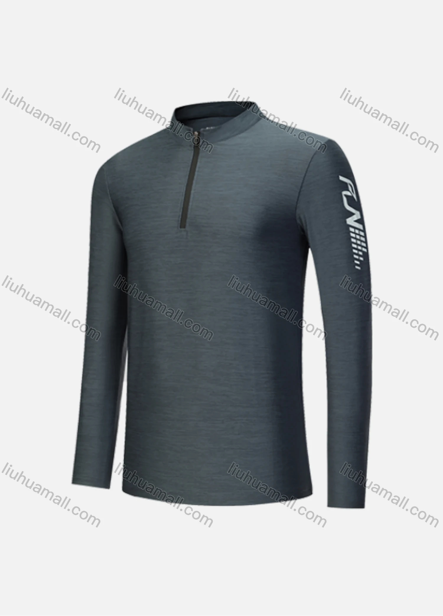 Wholesale Men's Athletic Workout Quarter Zip Breathable Long Sleeve Stand Neck Tee CXM21706# - Liuhuamall