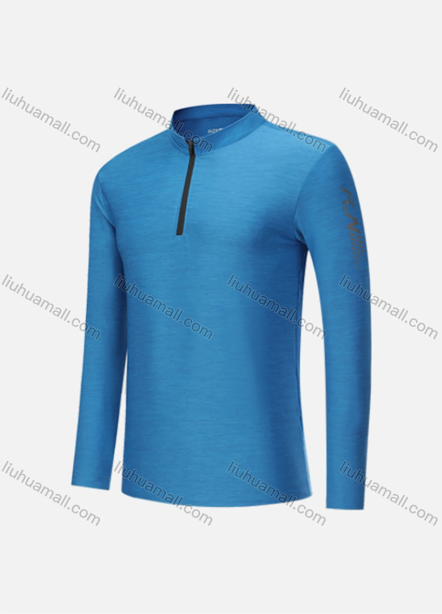Wholesale Men's Athletic Workout Quarter Zip Breathable Long Sleeve Stand Neck Tee CXM21706# - Liuhuamall