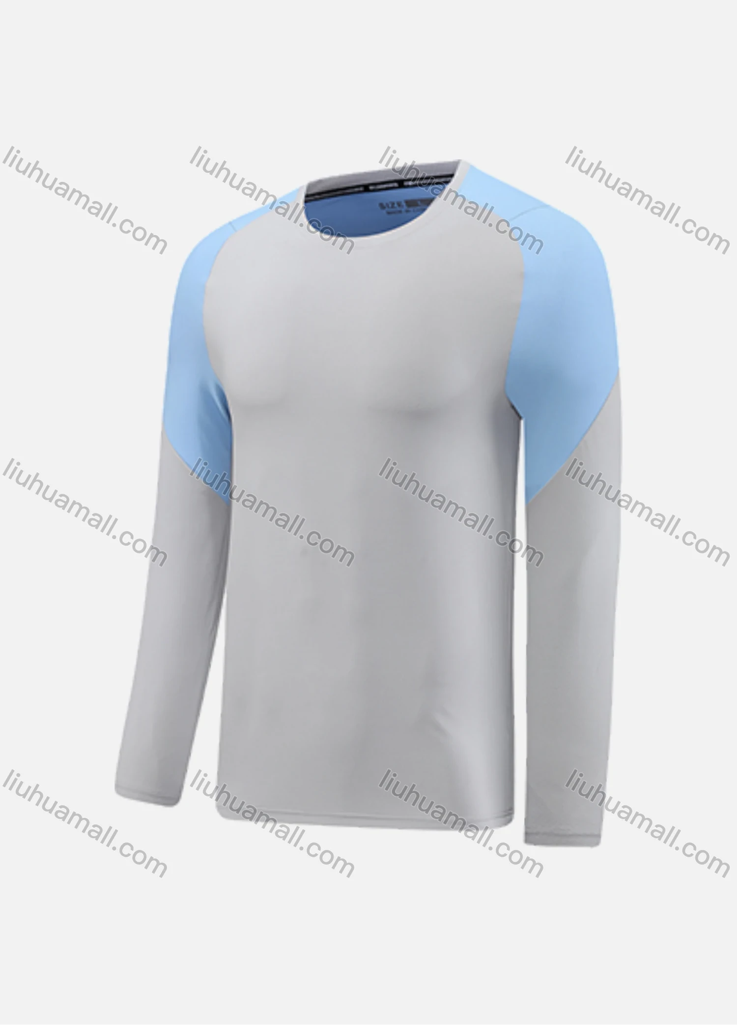 Wholesale Men's Athletic Workout Colorblock Long Sleeve Round Neck Tee CXM22103# - Liuhuamall