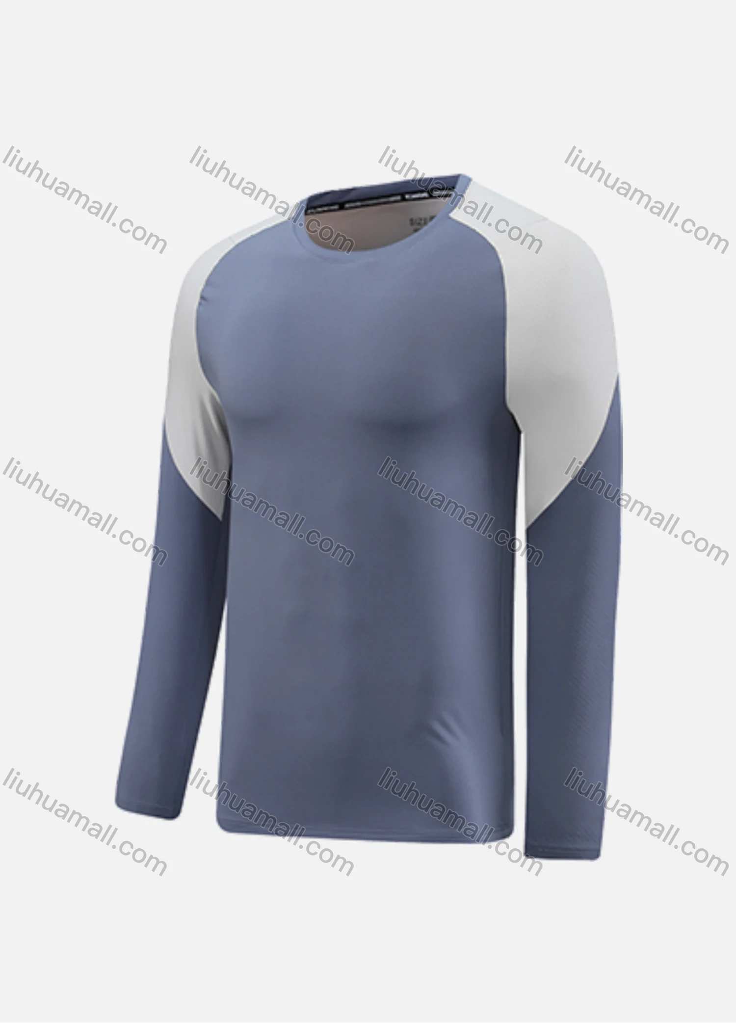 Wholesale Men's Athletic Workout Colorblock Long Sleeve Round Neck Tee CXM22103# - Liuhuamall