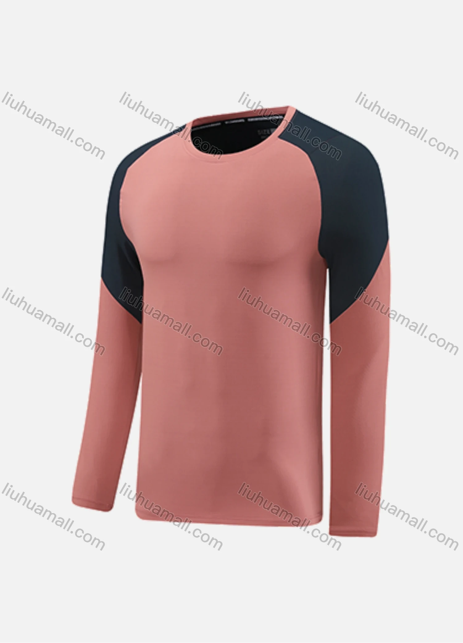 Wholesale Men's Athletic Workout Colorblock Long Sleeve Round Neck Tee CXM22103# - Liuhuamall