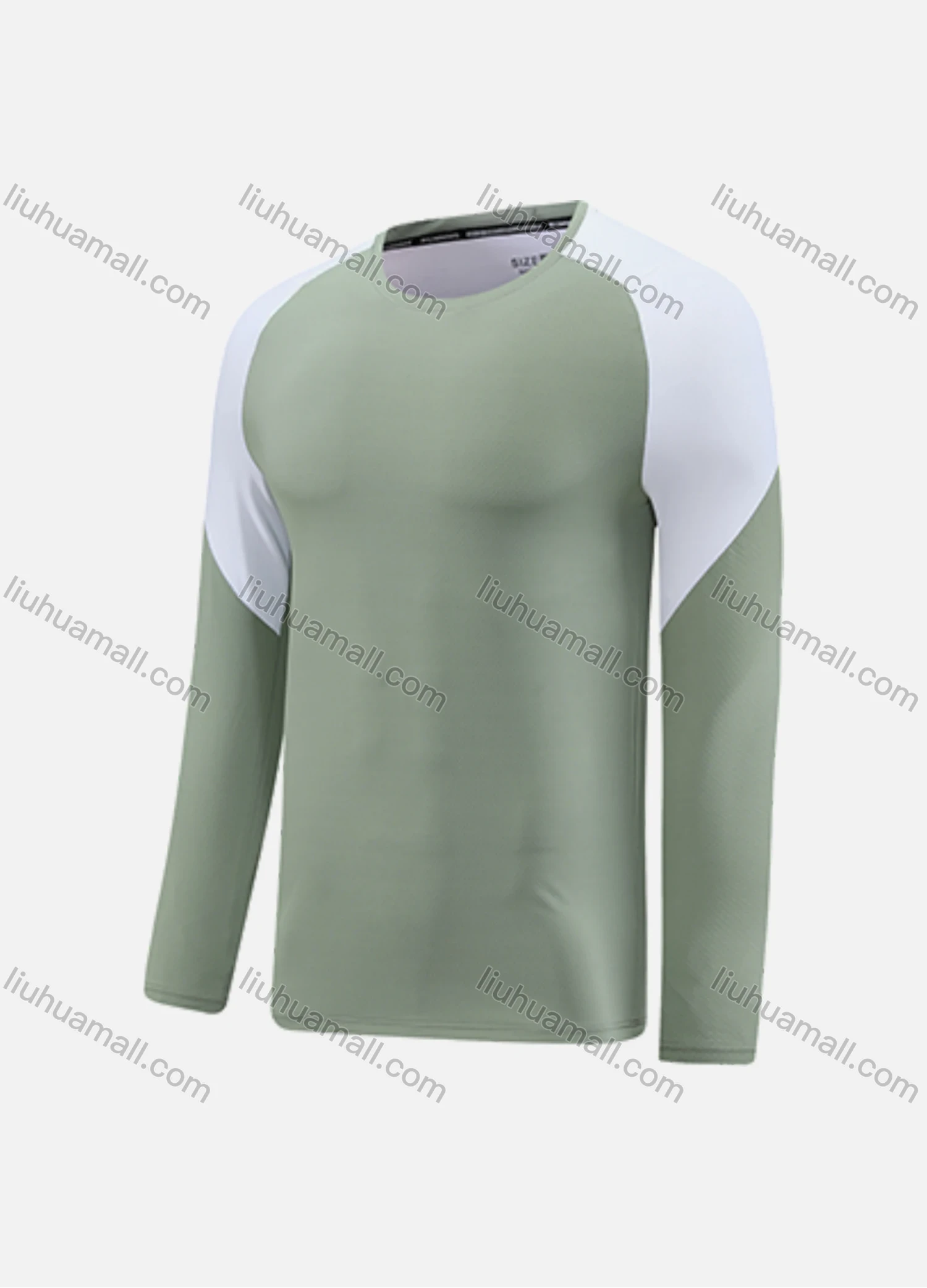 Wholesale Men's Athletic Workout Colorblock Long Sleeve Round Neck Tee CXM22103# - Liuhuamall