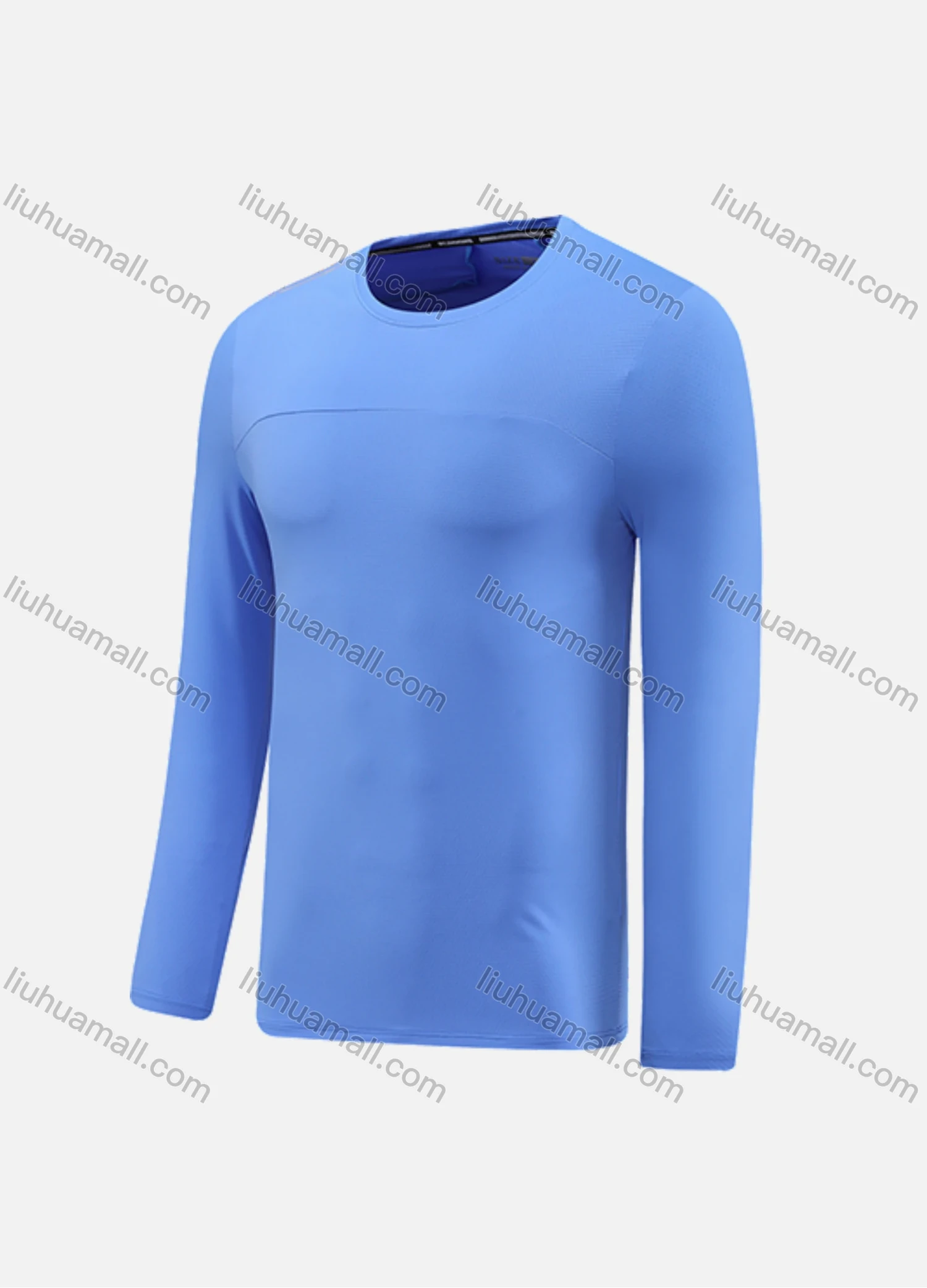 Wholesale Men's Athletic Workout Plain Long Sleeve Round Neck Tee CXM22105# - Liuhuamall