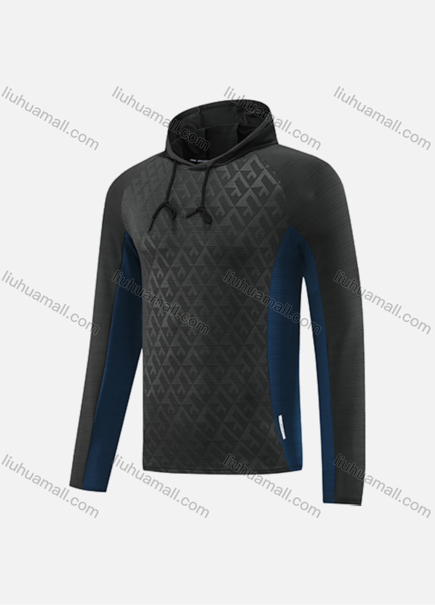 Wholesale Men's Athletic Workout Long Sleeve Colorblock Breathable Drawstring Hoodie CXM22108# - Liuhuamall