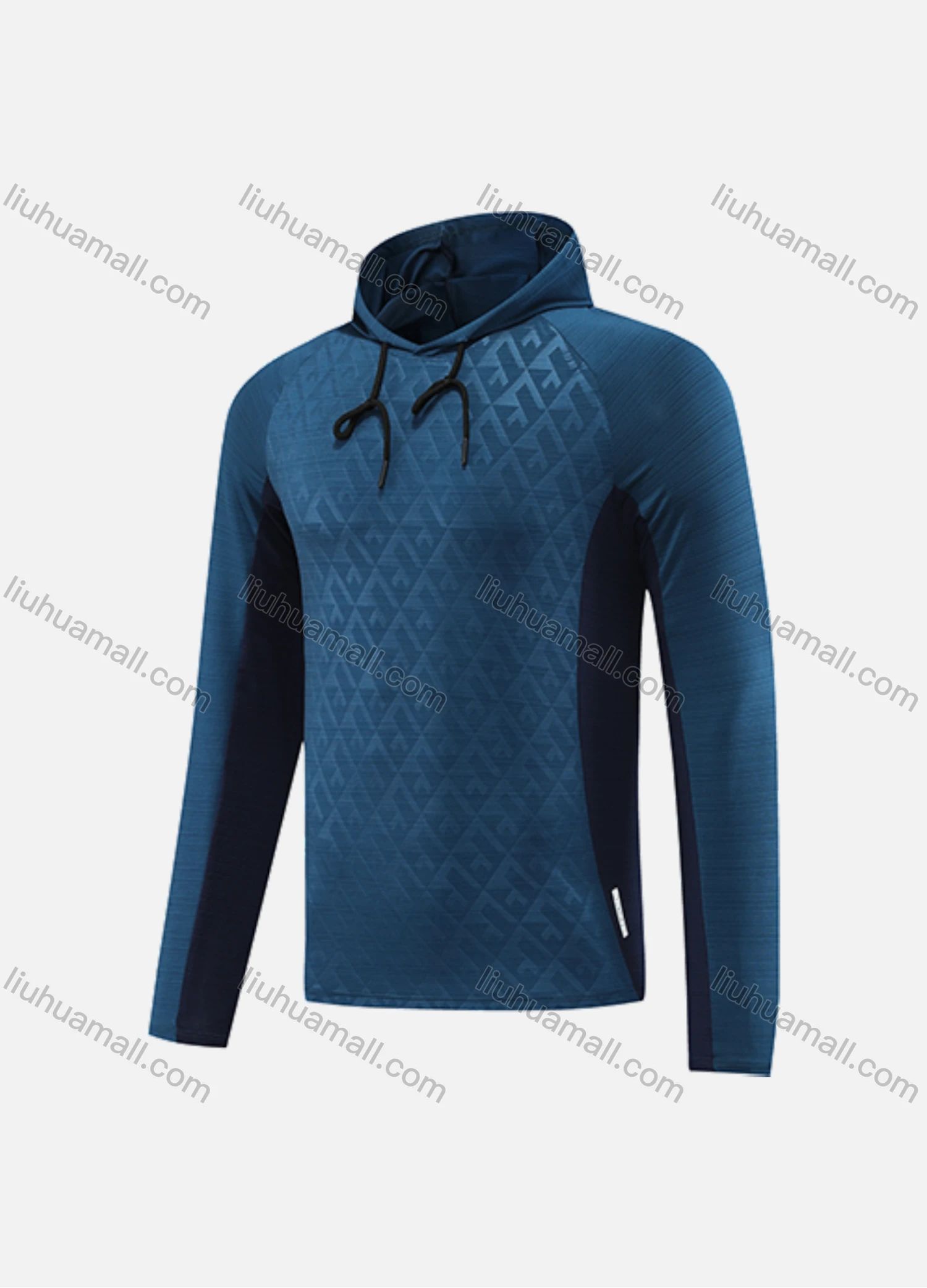 Wholesale Men's Athletic Workout Long Sleeve Colorblock Breathable Drawstring Hoodie CXM22108# - Liuhuamall