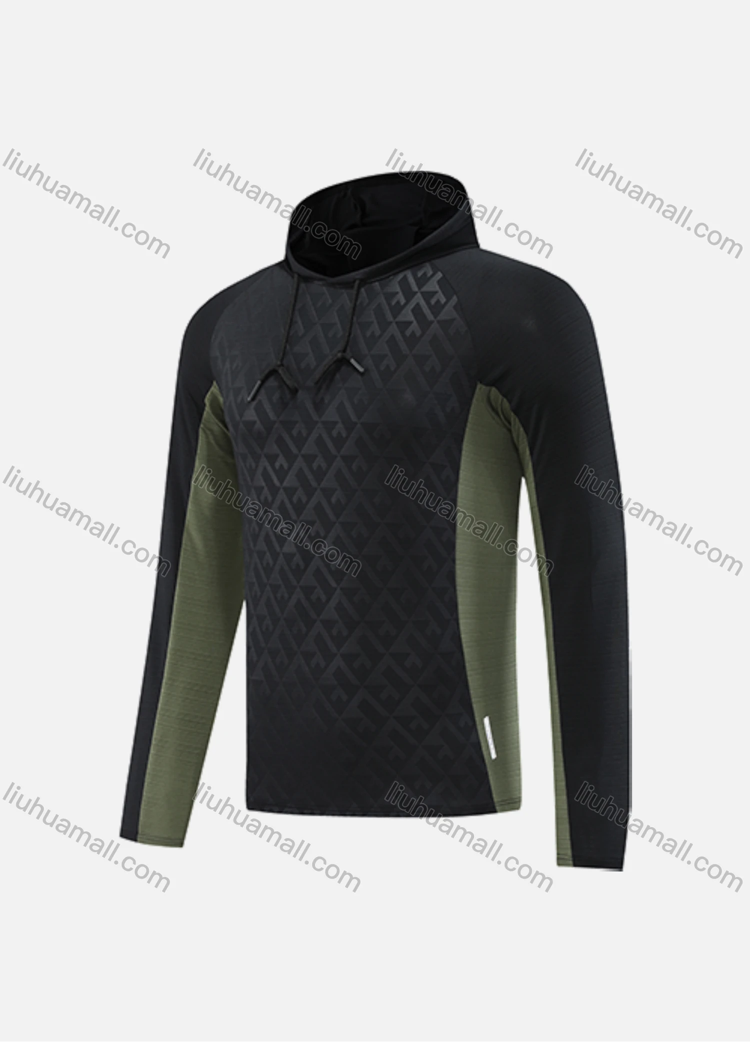 Wholesale Men's Athletic Workout Long Sleeve Colorblock Breathable Drawstring Hoodie CXM22108# - Liuhuamall