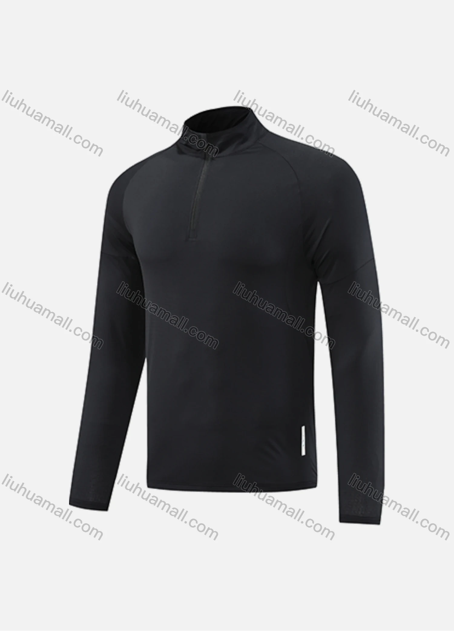 Wholesale Men's Athletic Workout Quarter Zip Breathable Long Sleeve Stand Neck Tee CXM22111# - Liuhuamall