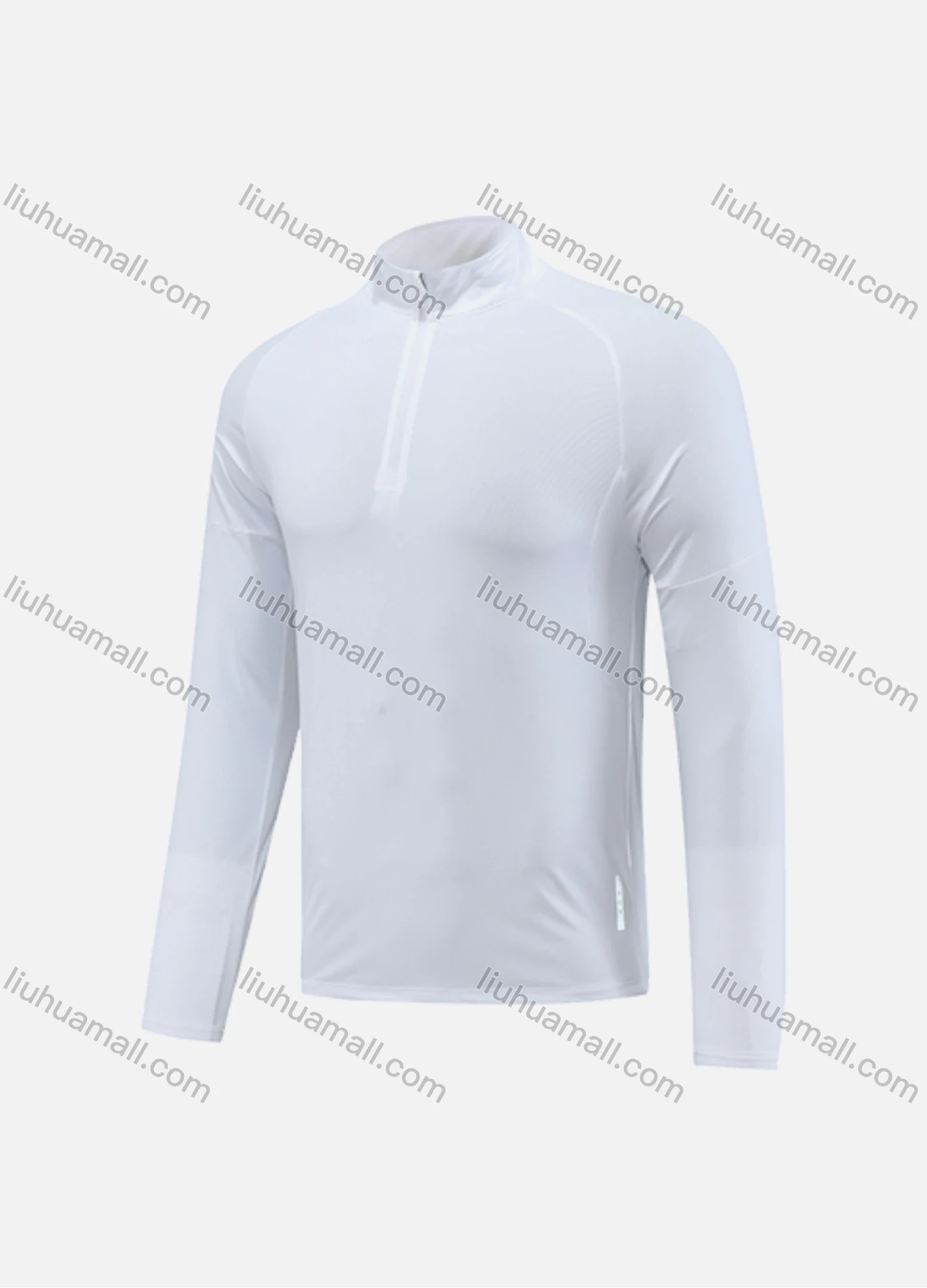 Wholesale Men's Athletic Workout Quarter Zip Breathable Long Sleeve Stand Neck Tee CXM22111# - Liuhuamall