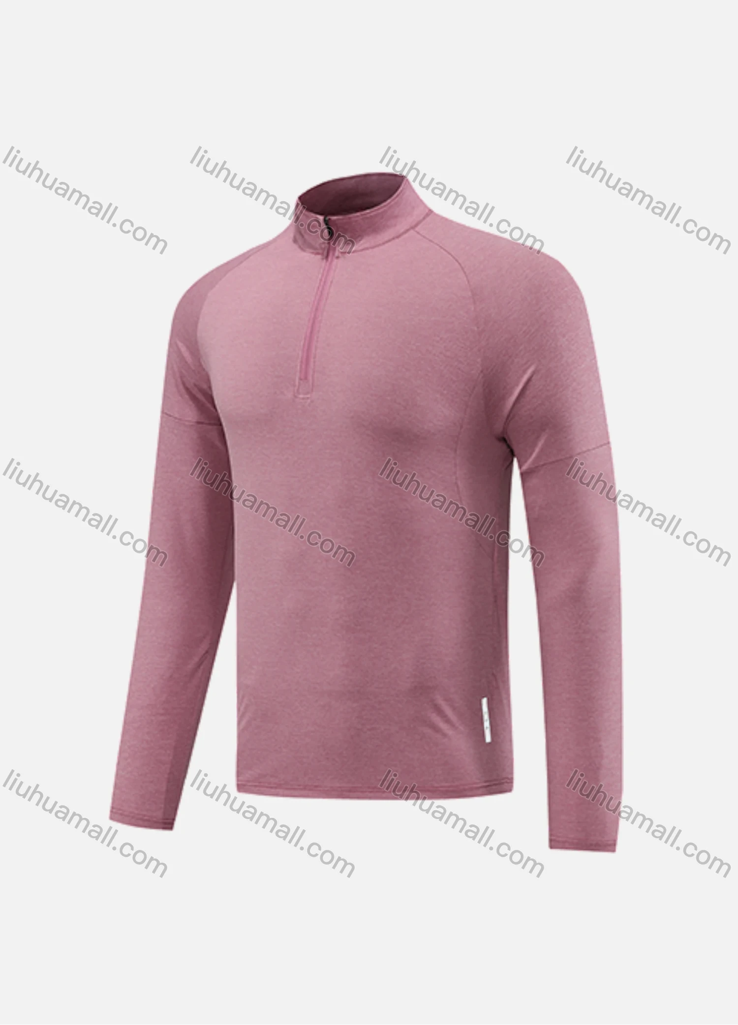 Wholesale Men's Athletic Workout Quarter Zip Breathable Long Sleeve Stand Neck Tee CXM22111# - Liuhuamall