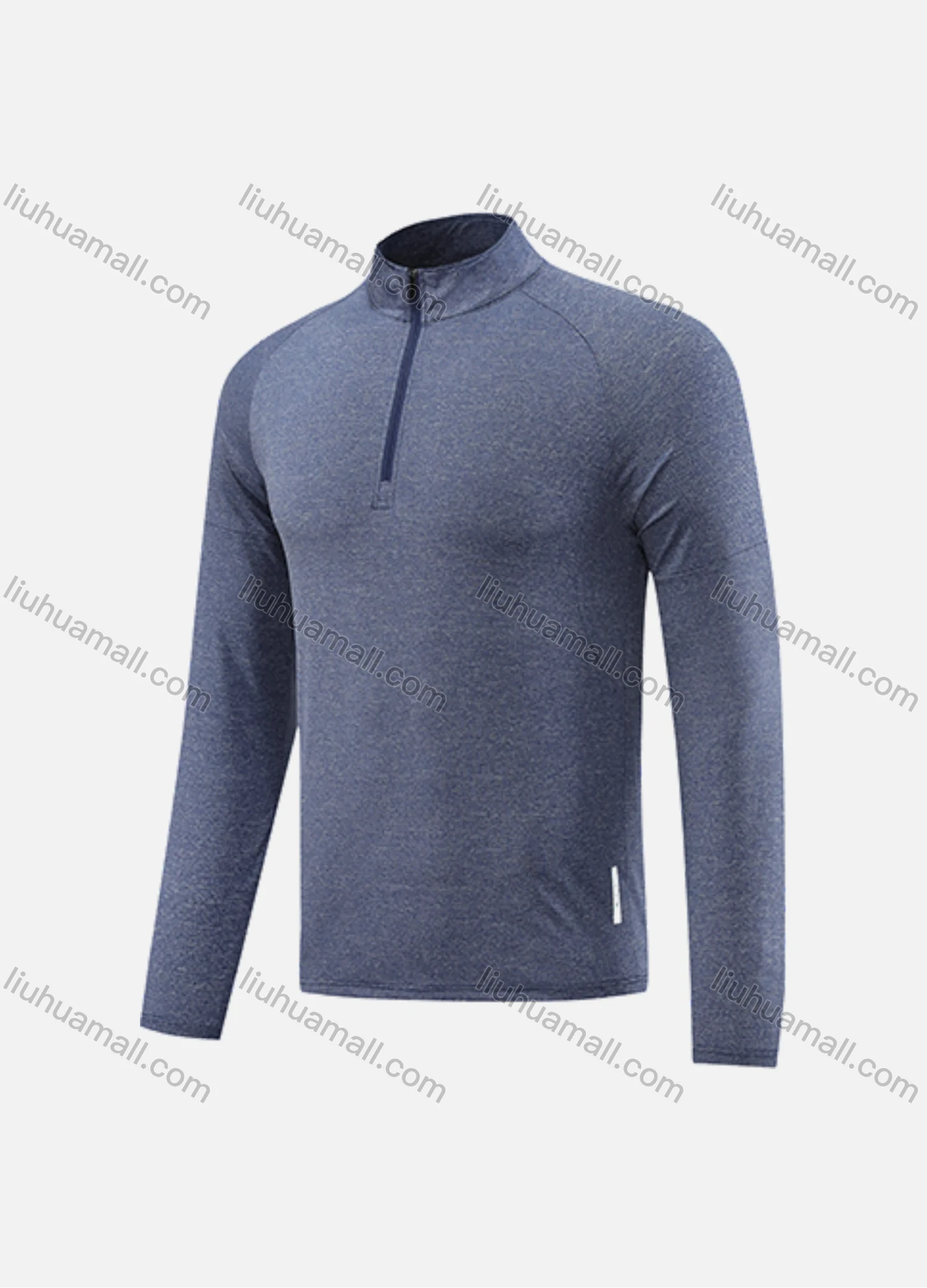 Wholesale Men's Athletic Workout Quarter Zip Breathable Long Sleeve Stand Neck Tee CXM22111# - Liuhuamall