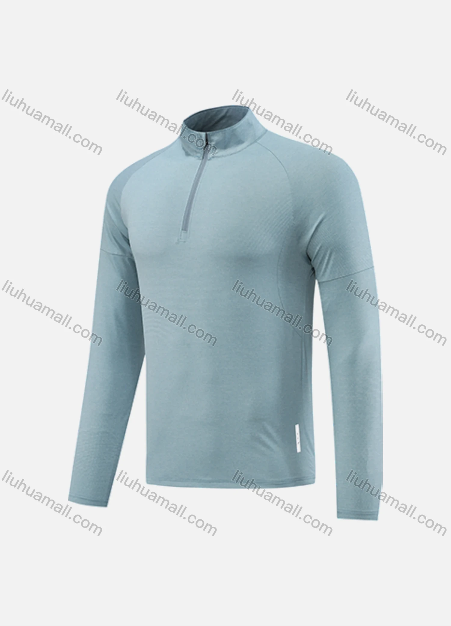 Wholesale Men's Athletic Workout Quarter Zip Breathable Long Sleeve Stand Neck Tee CXM22111# - Liuhuamall