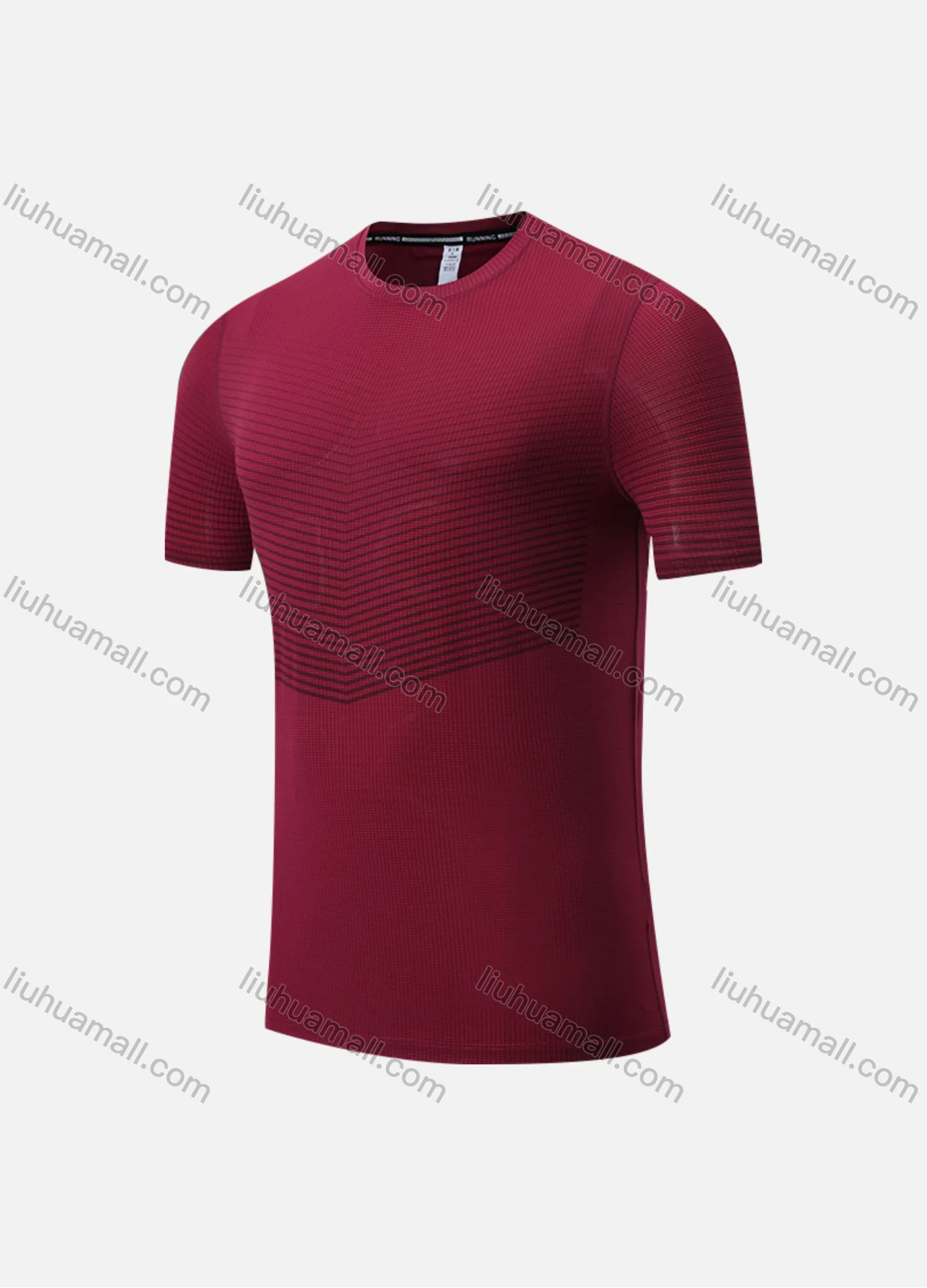 Wholesale Men's Athletic Workout Striped Short Sleeve Round Neck Tee MT02207# - Liuhuamall