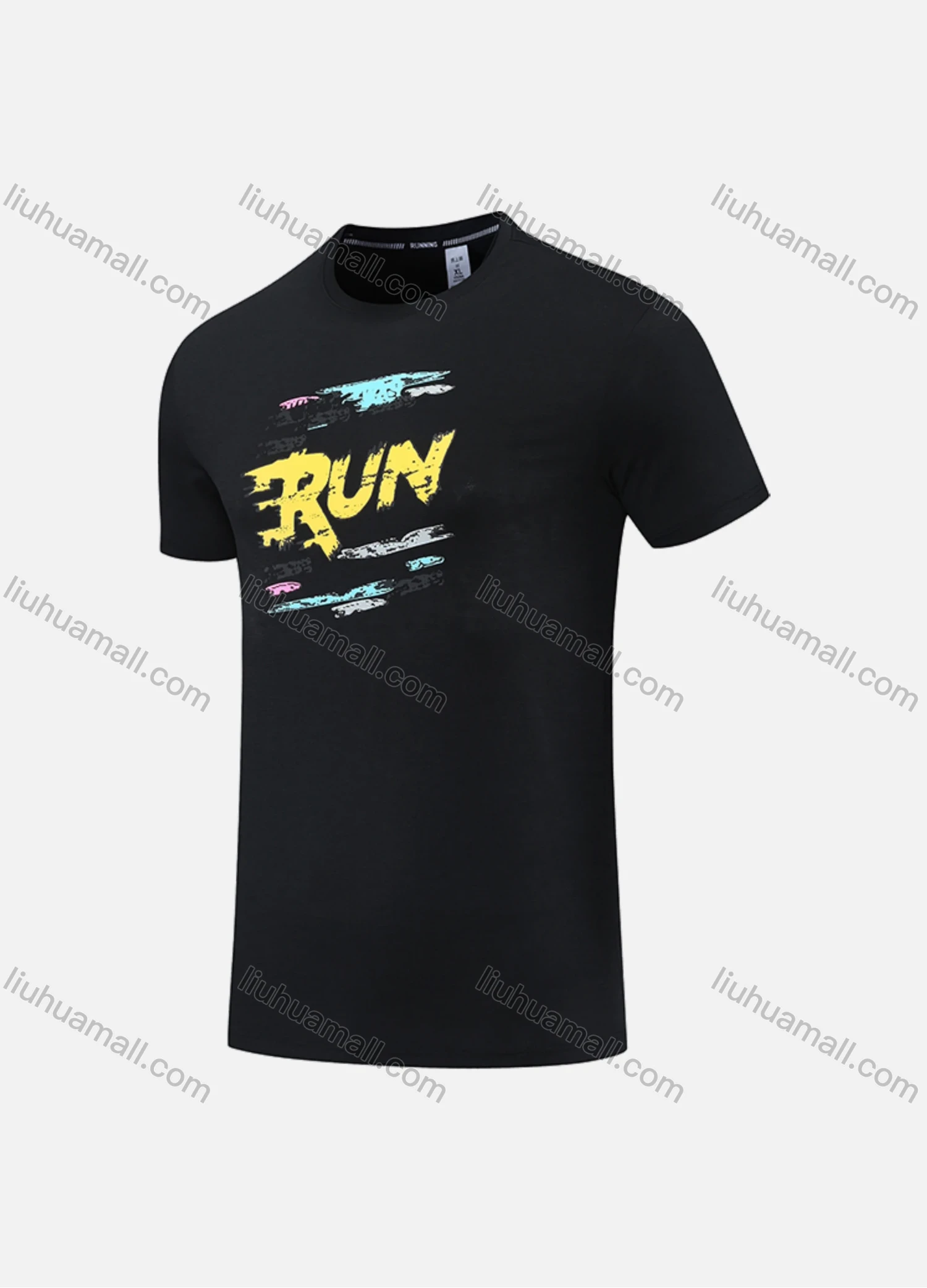 Wholesale Men's Athletic Workout Letter Graphic Short Sleeve Round Neck Tee MT21427# - Liuhuamall