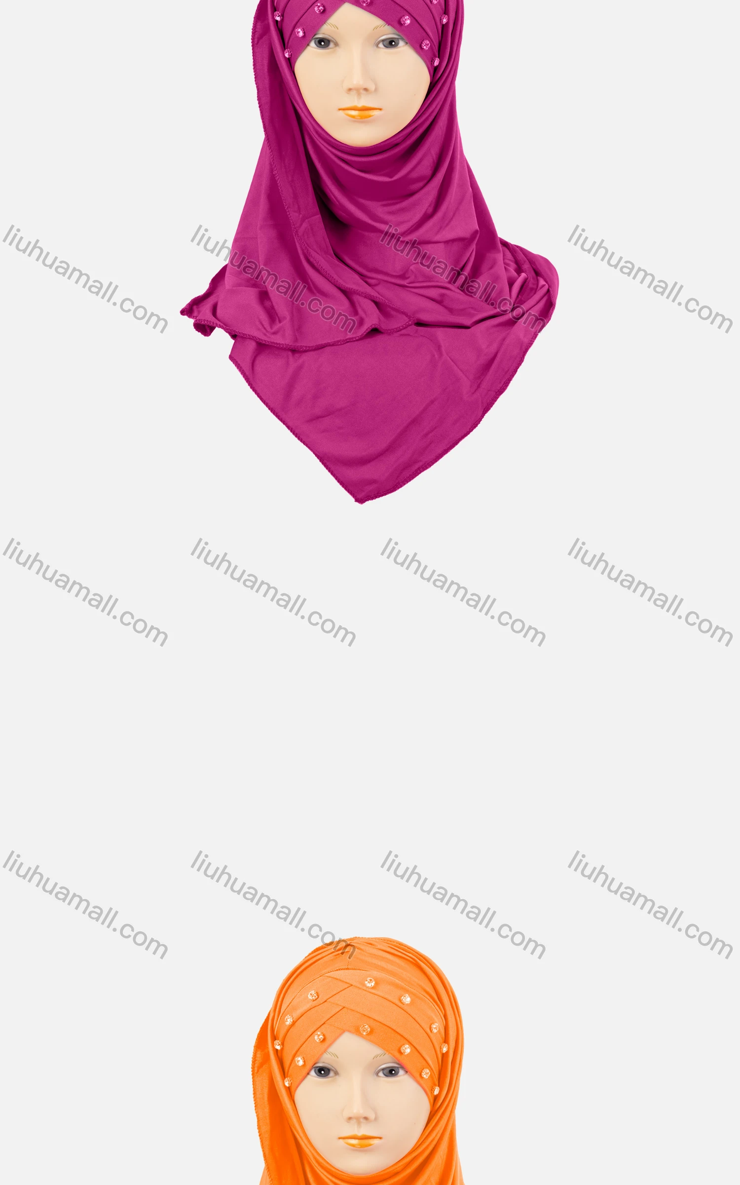 Wholesale Women's Casual Plain Wrap Rhinestone Long Arabic Muslim Hijab Turban Scarf - Liuhuamall